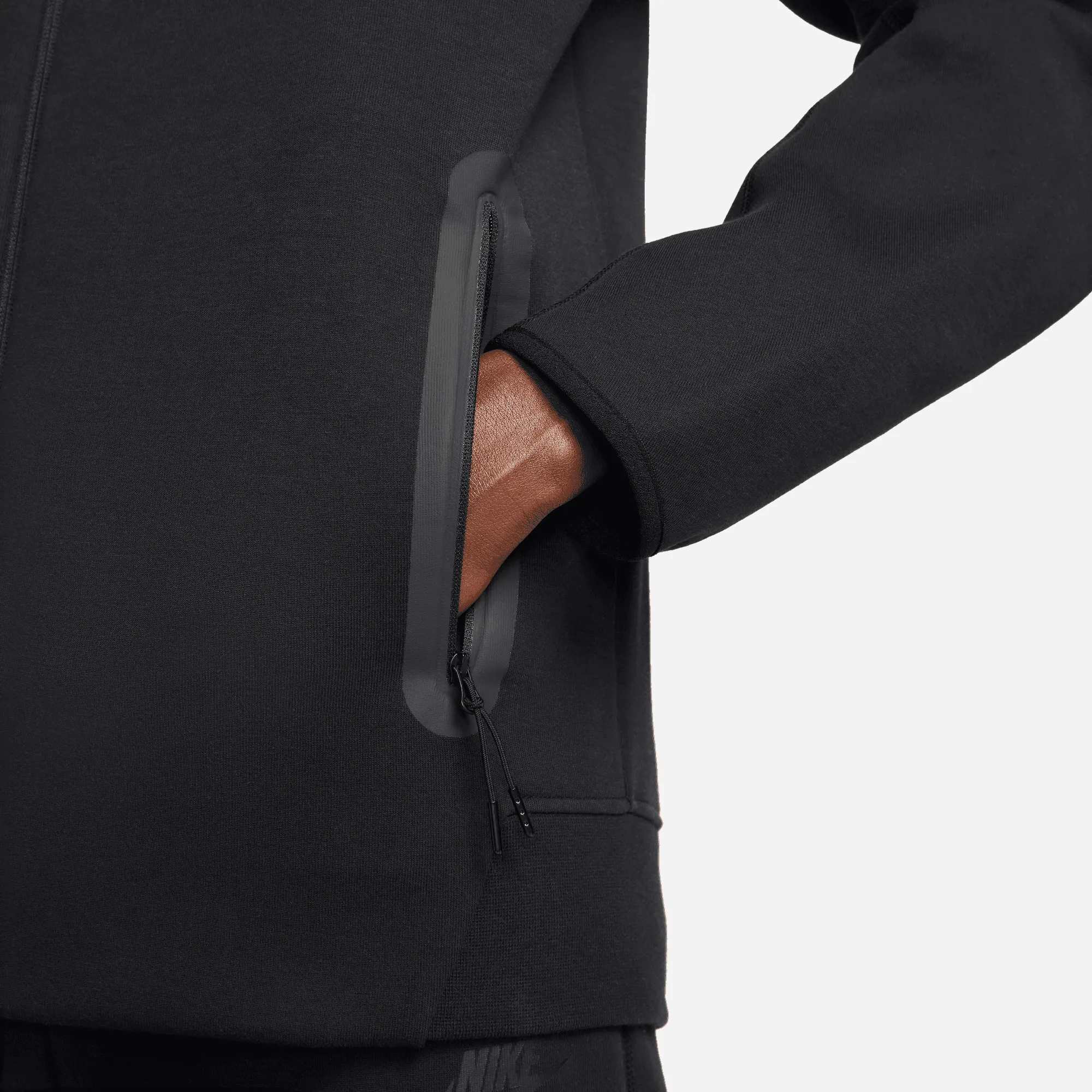 Quiet Charm World Edge TECH FLEECE FULL-ZIP HOODIE - BLACK