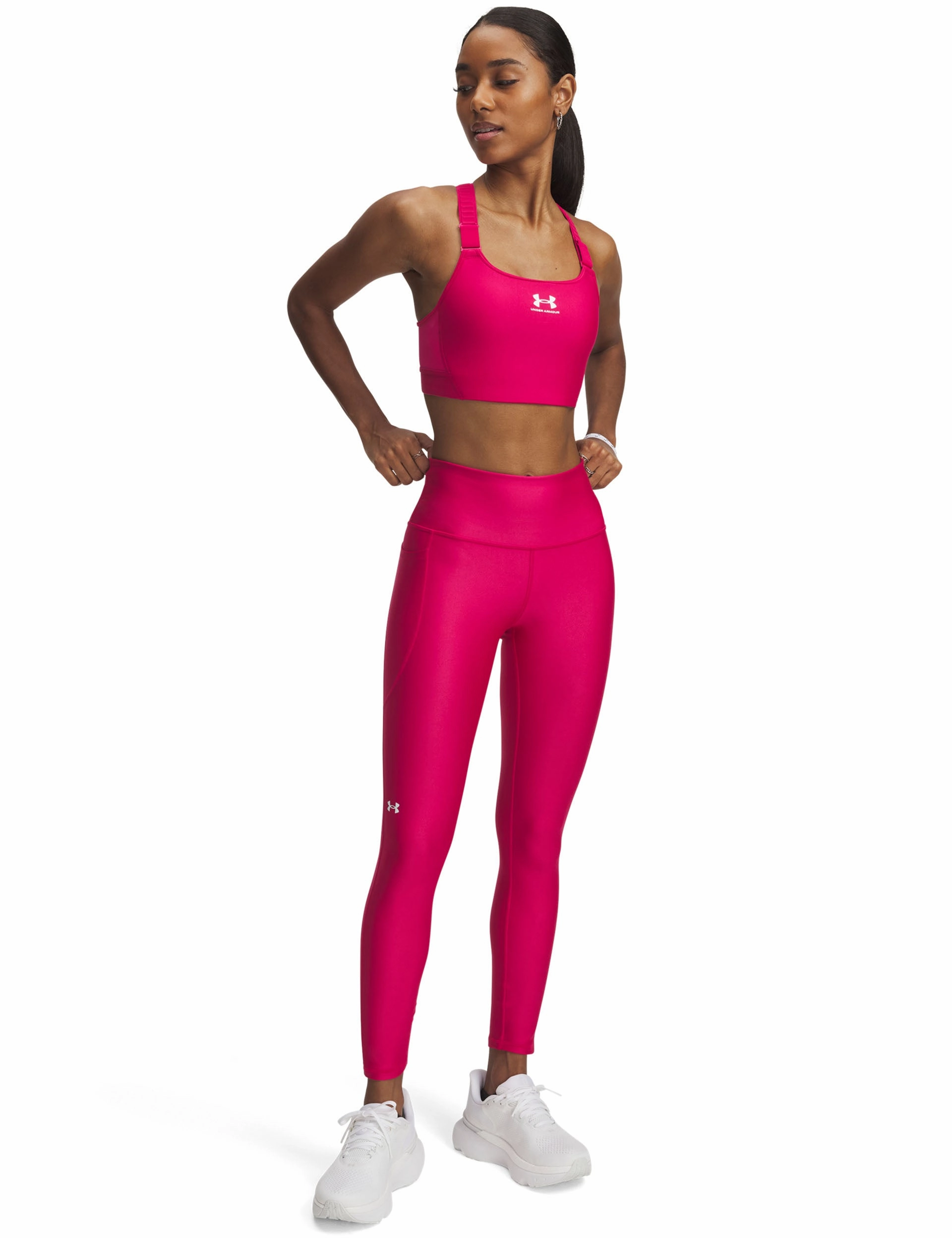 Anti Odor Fitness Training Studio Practice Maternity Wear Tech Ankle Leggings - Shaded Fuchsia/White
