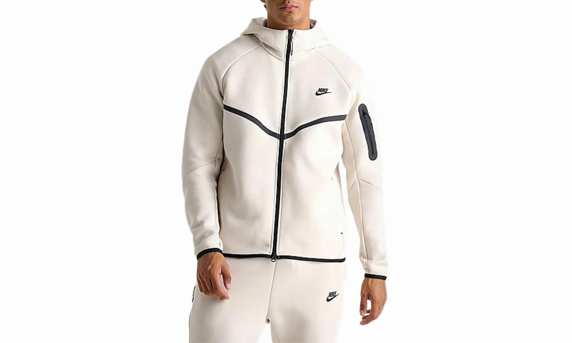 Tech Full-zip Windrunner Hoodie "Light Orewood Brown / Black"