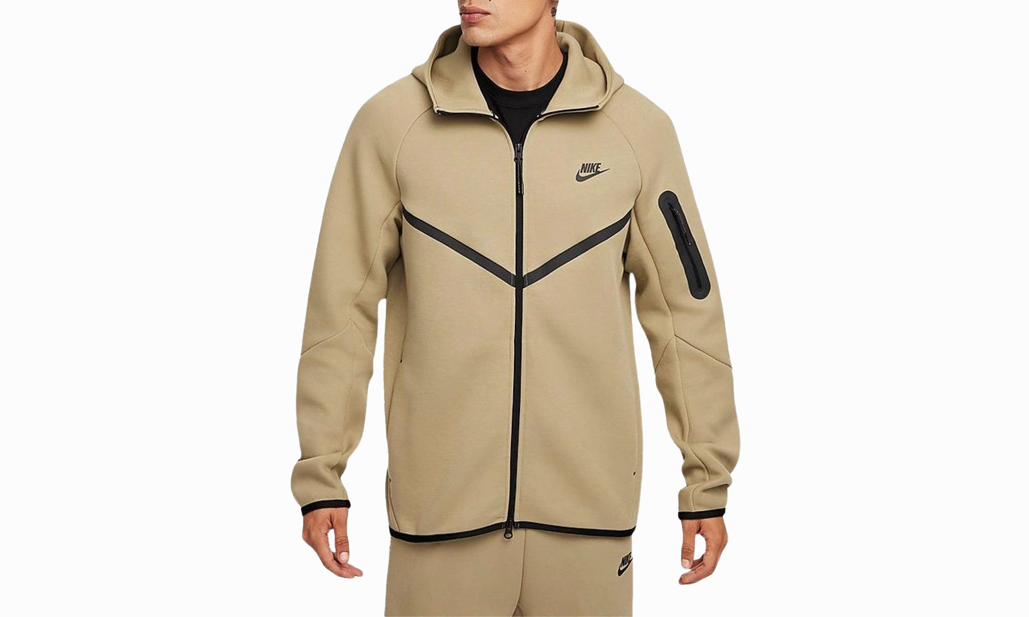 Tech Men's Full-zip Windrunner Hoodie Mens Style "Neutral Olive/Black"