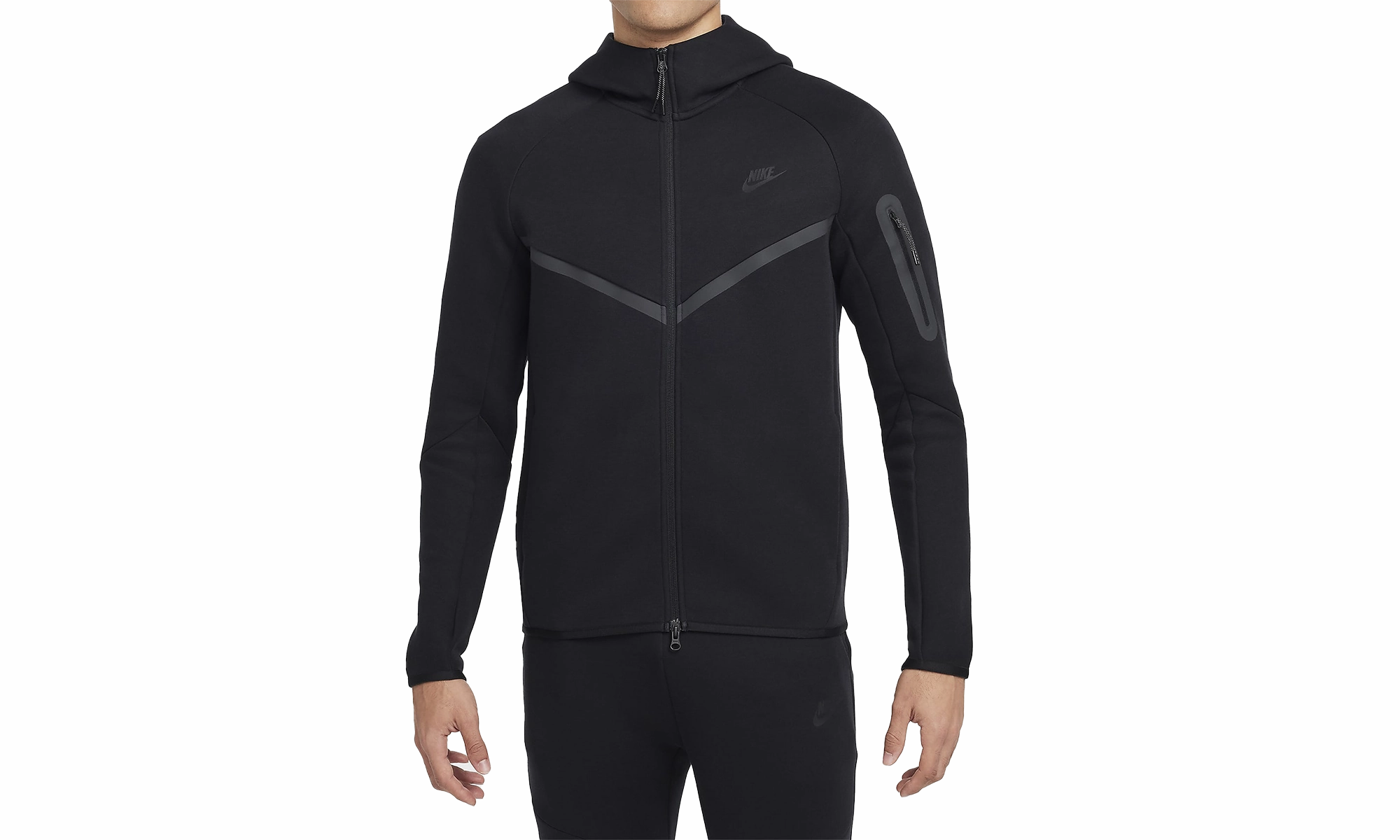 Tech Men's Full-zip Windrunner Hoodie "BLACK/BLACK"