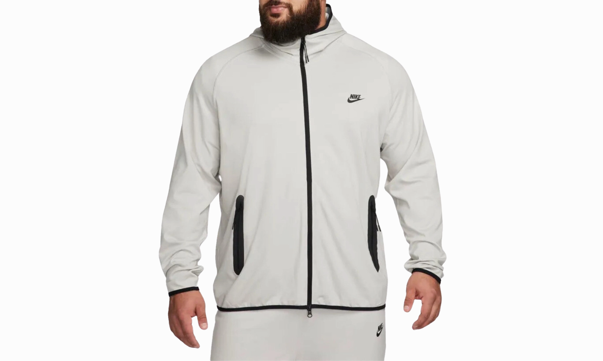 Tech Men's Lightweight Knit Full-zip Hoodie "GREY/BLACK"