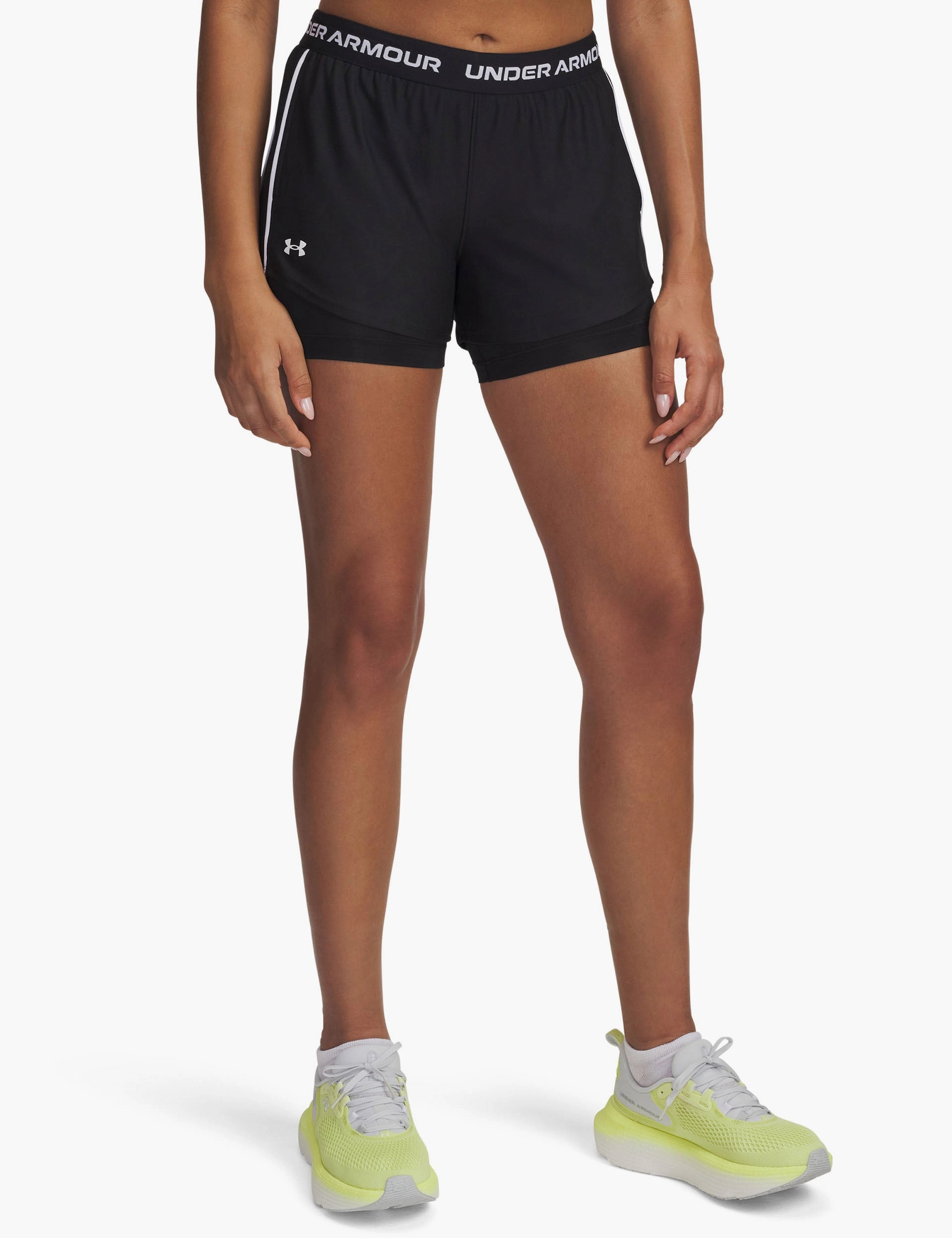 Tech Play Up 2-in-1 Shorts - Black/White Flexible Pocket Placement Warm Vibe