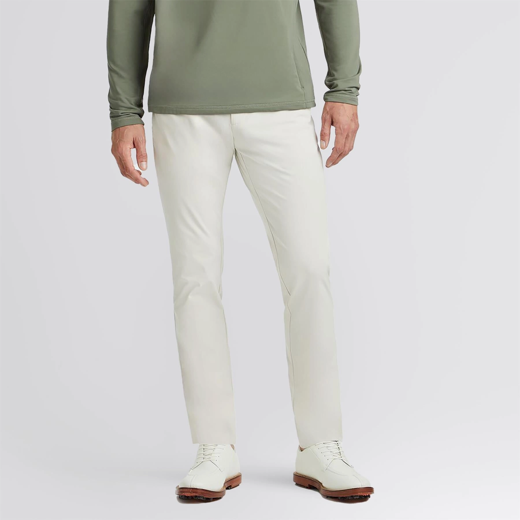 Tech Tour Stretch Straight Leg Trousers Stone Soft Brushed Lining AdjustableWaistband