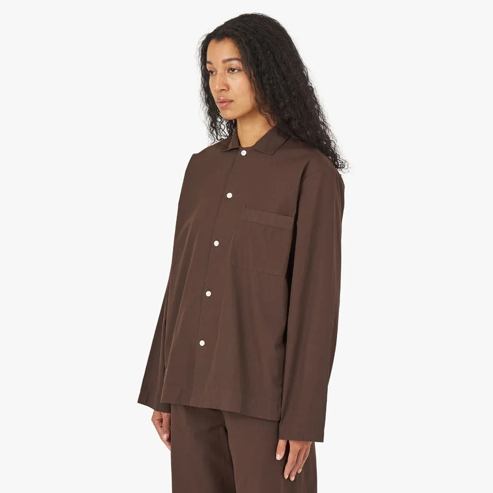Tekla Poplin Long Sleeve Shirt / Coffee Party Ready Brushed Inner Lining
