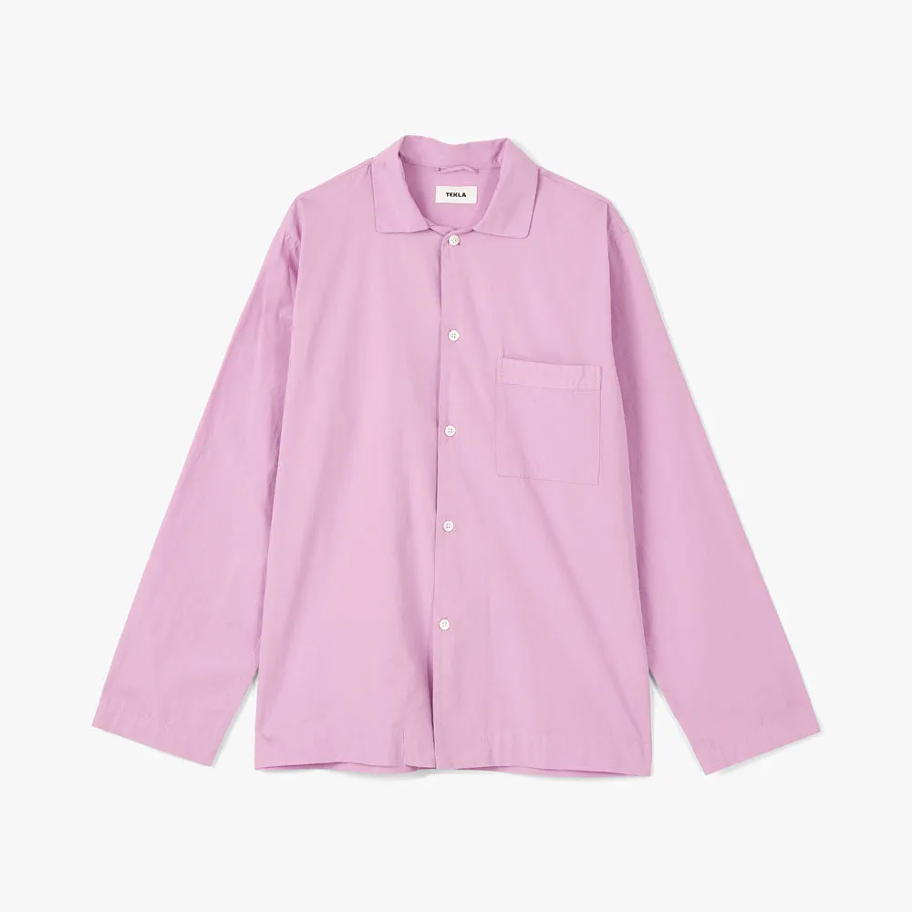 Tekla Poplin Long Sleeve Shirt / Purple Pink Vintage Style Solid Hue