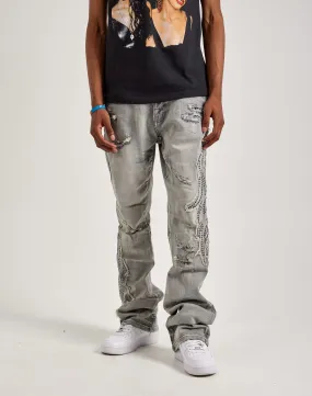 AntibacterialMaterial QuickDrying Fiber Smoke Rise Studded Flame Jeans