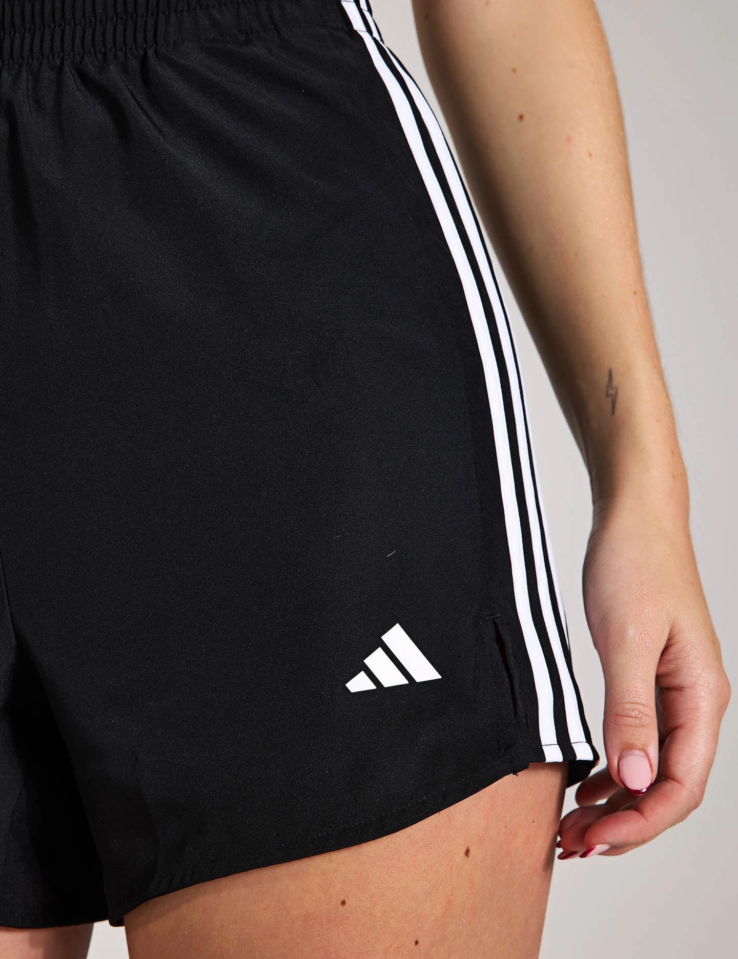 3-Stripes High Waisted Shorts - Black/White ReinforcedStressPoints Eco - friendly