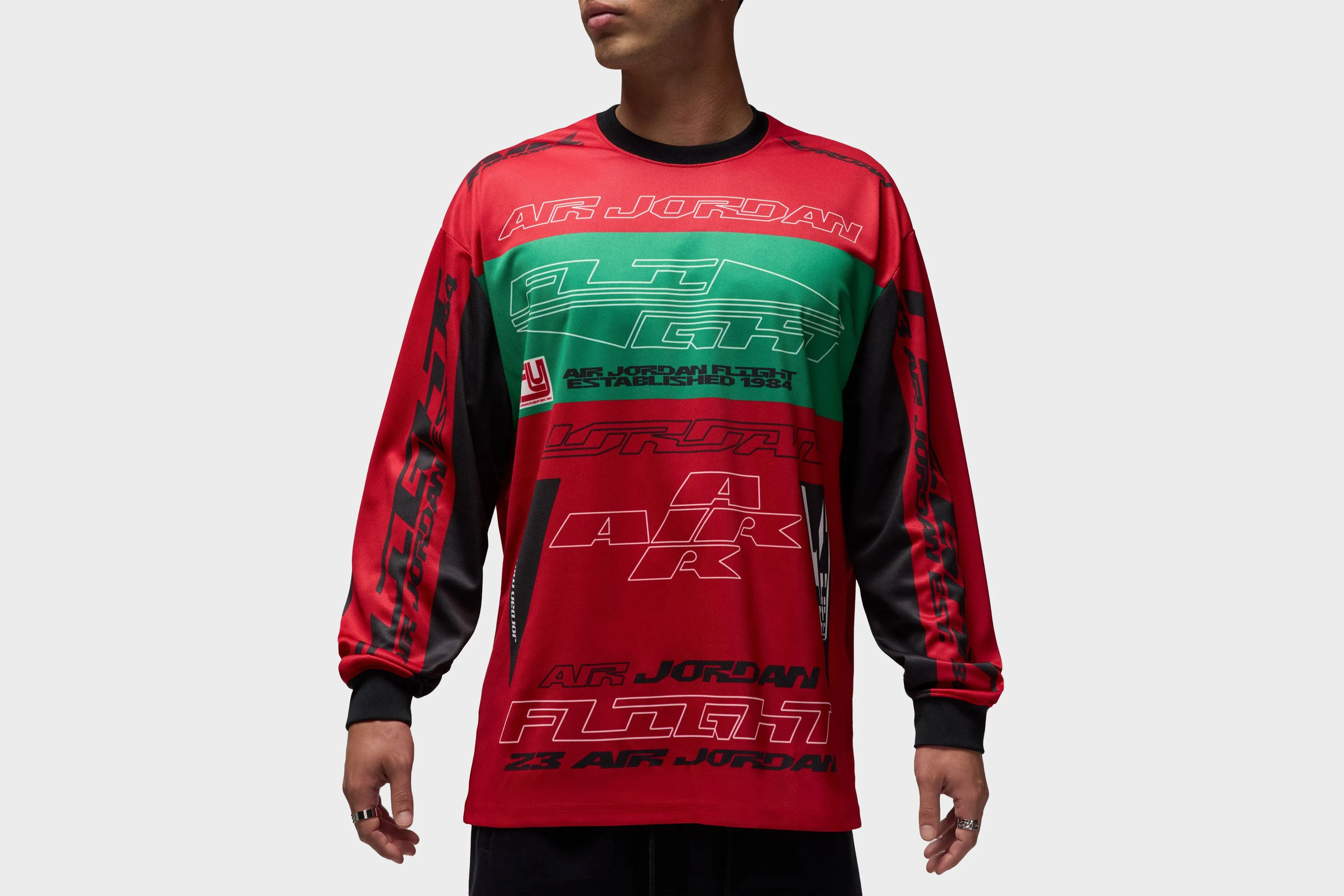 StretchableFabric Urban Pulse Jordan MVP Printed L/S Shirt (Red/Lucky Green/Black)