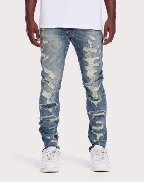 THE LEVERAGE Patrick Slim Vintage Wash Jeans QuickDrying Material KnotFree Tailoring