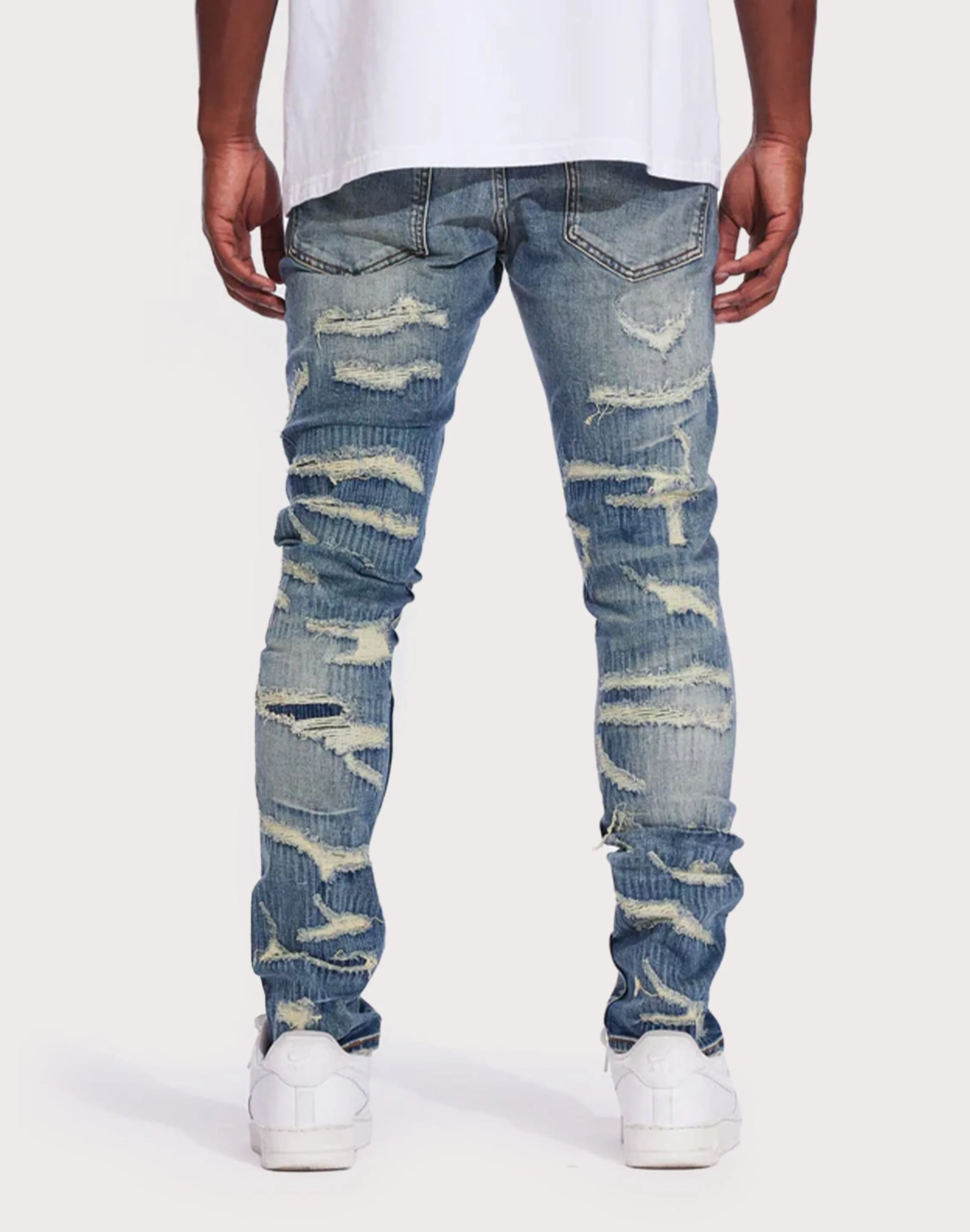 THE LEVERAGE Patrick Slim Vintage Wash Jeans Smile Ease AirflowOptimized