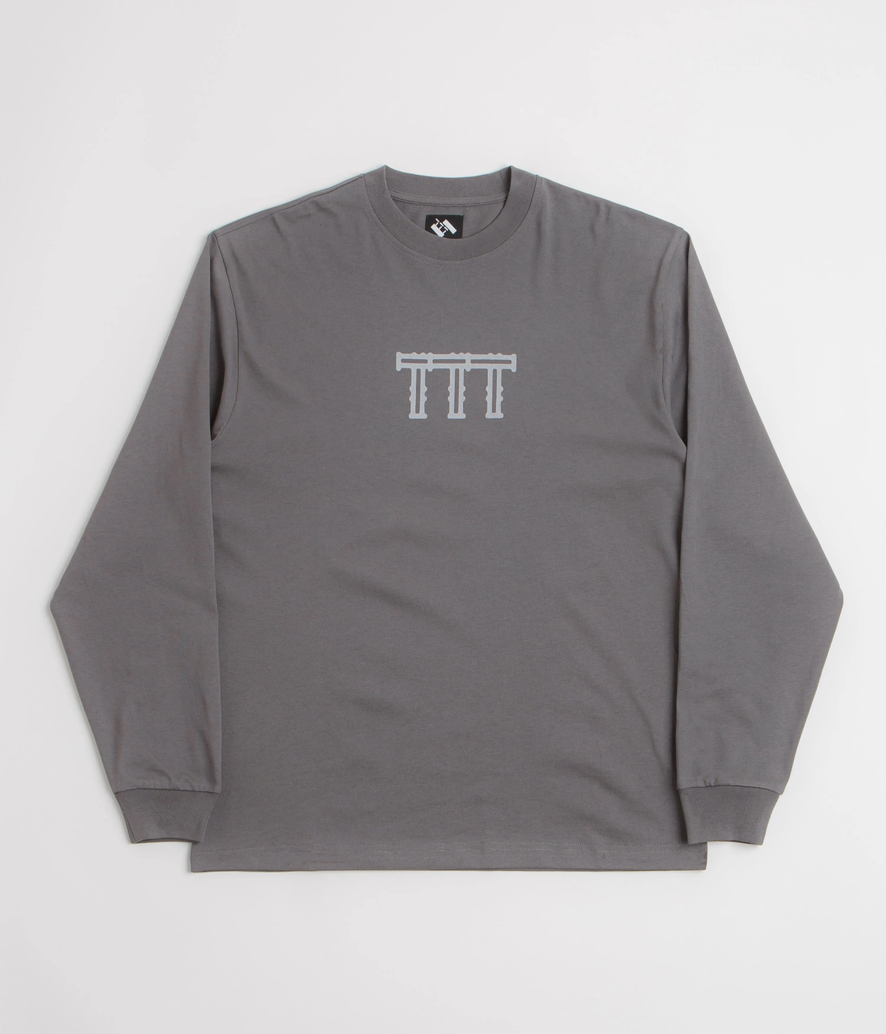beach venue The Trilogy Tapes Cross Lattice Long Sleeve T-Shirt - Charcoal