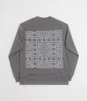 The Trilogy Tapes Cross Lattice Long Sleeve T-Shirt - Charcoal Office