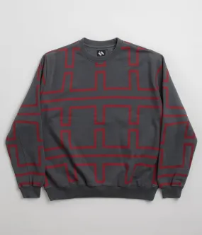 The Trilogy Tapes Over Dye Pulse Crewneck Sweatshirt - Black / Red Oversized Design Easy to Carry