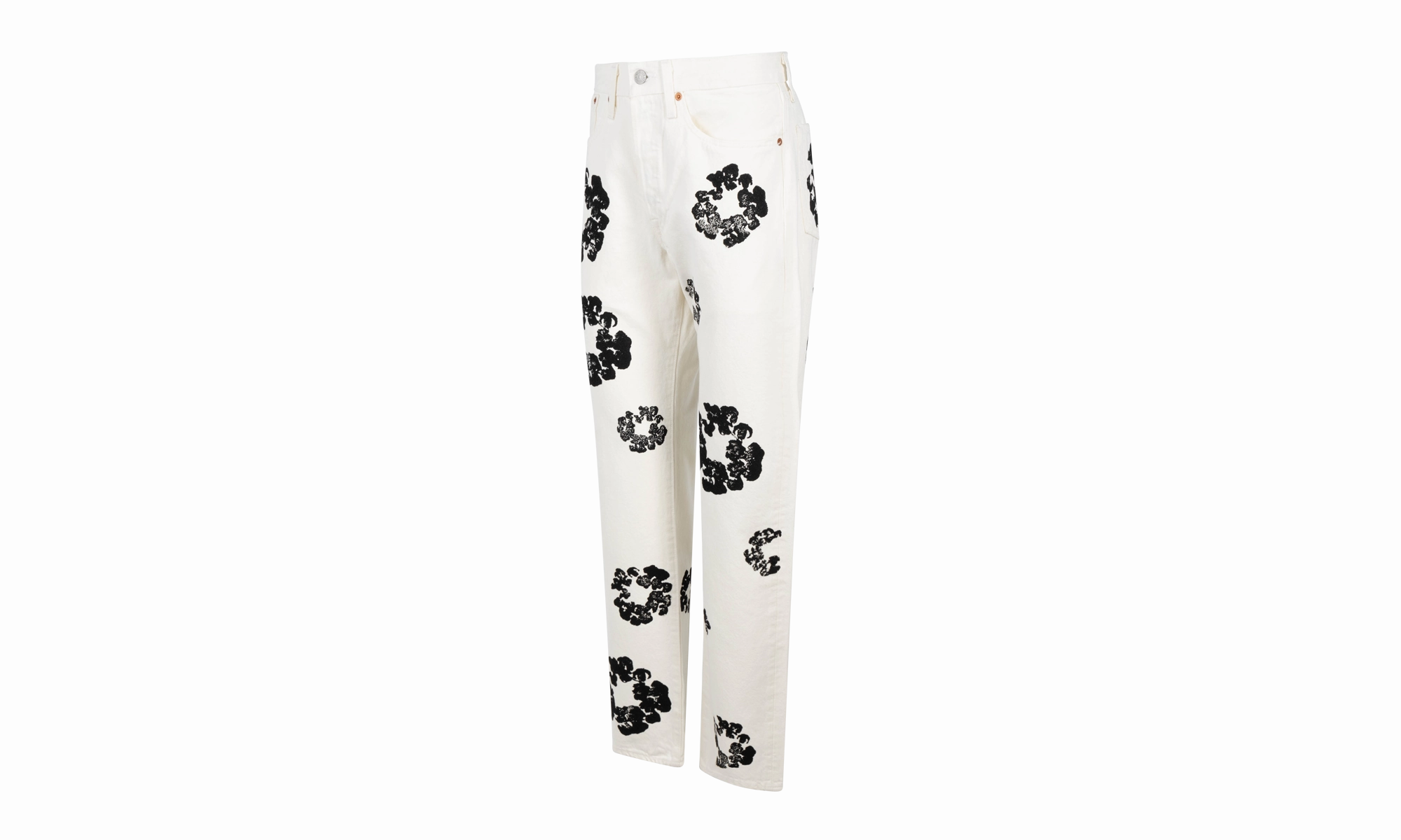 Anti Static Treatment The Cotton Wreath Denim Jeans "White"