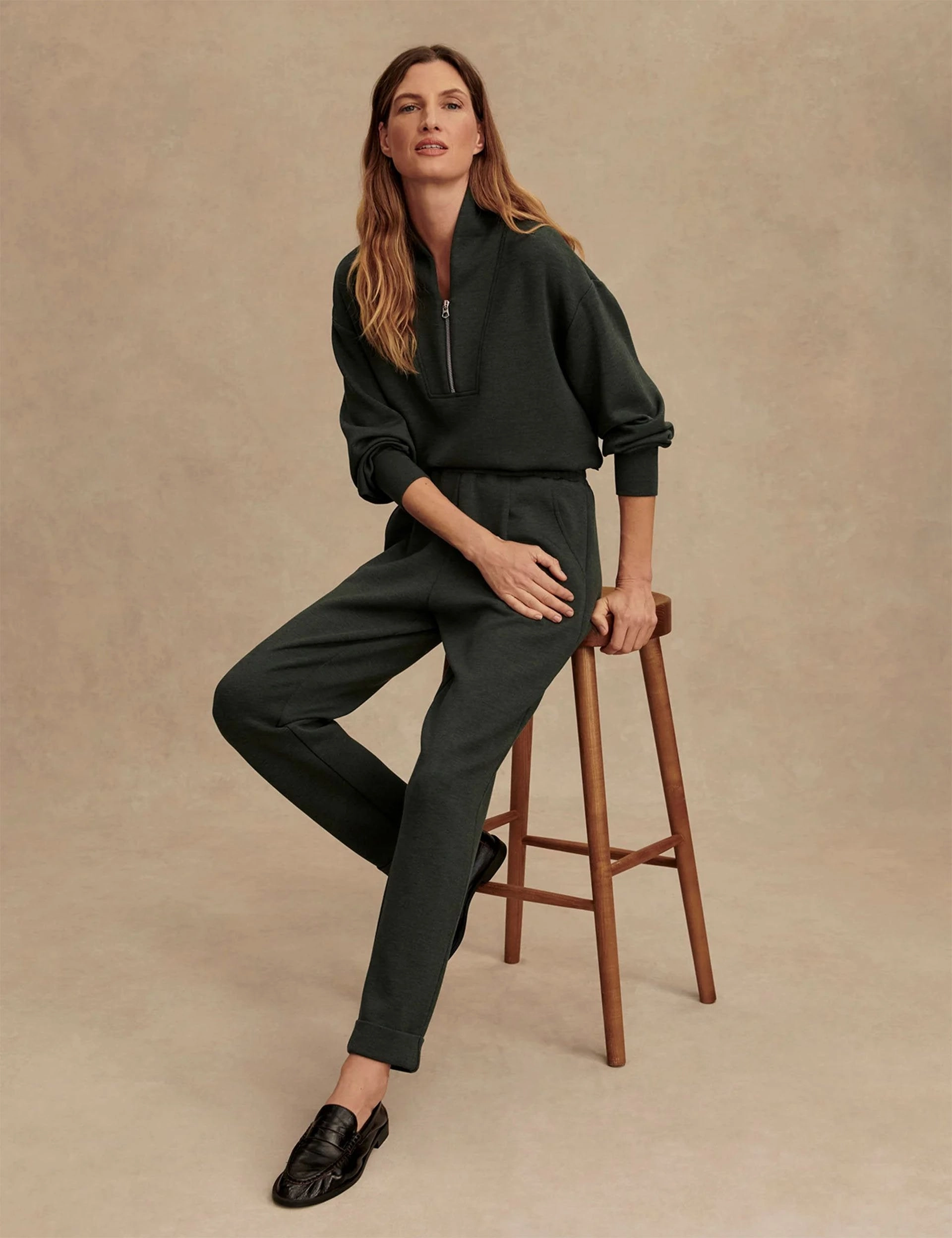 Adjustable Waist System The Rolled Cuff Pant 25" - Olive Marl