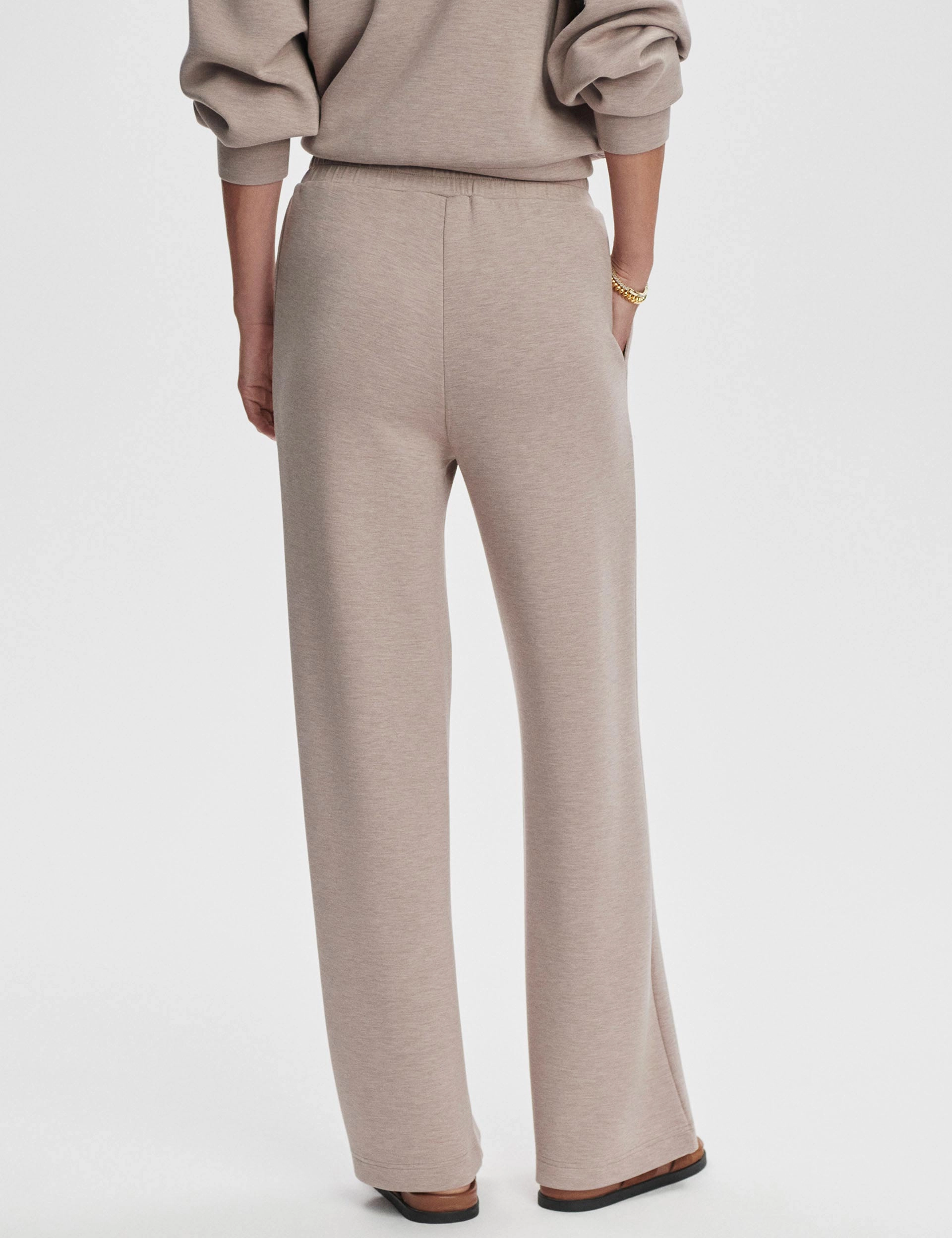 MoistureLockTechnology Bonded Seam Reinforcement The Wide Leg Pant 30" - Taupe Marl