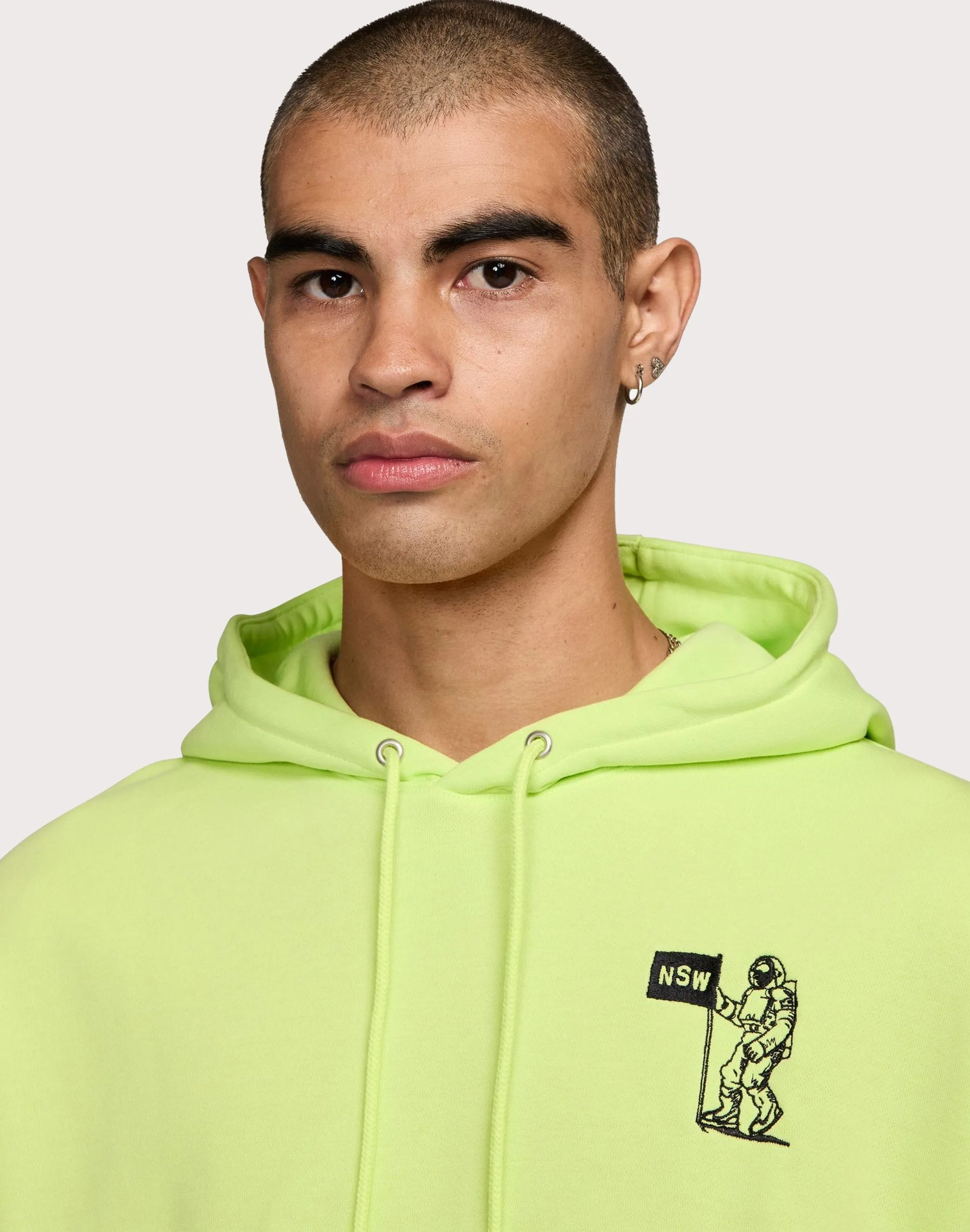 Nike Club French Terry Pullover Fleece Hoodie CompressionFreeCuffs Silver Glow