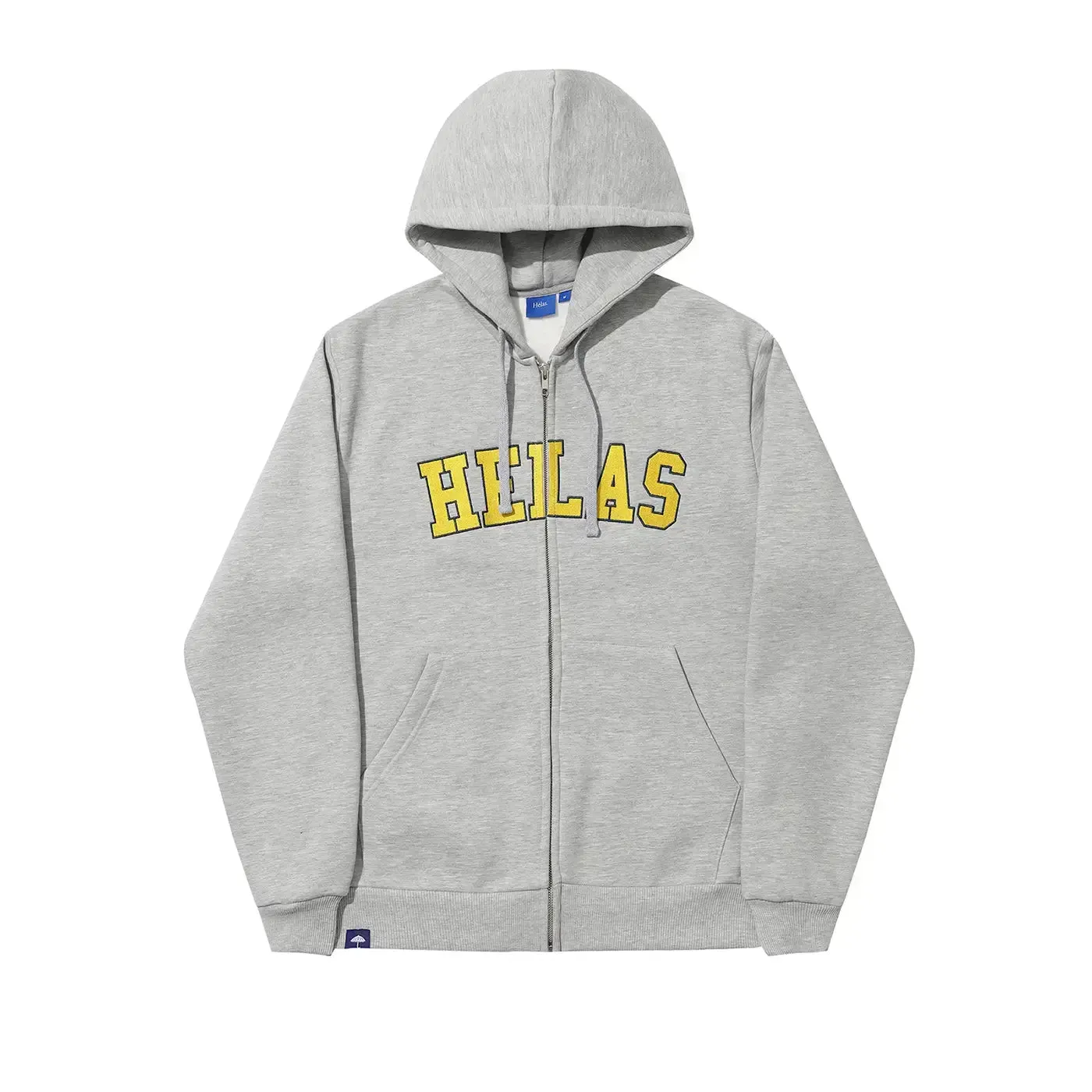 Double Welded Pockets Warm Garment Helas Campus Full Zip Hoodie - Heather Grey