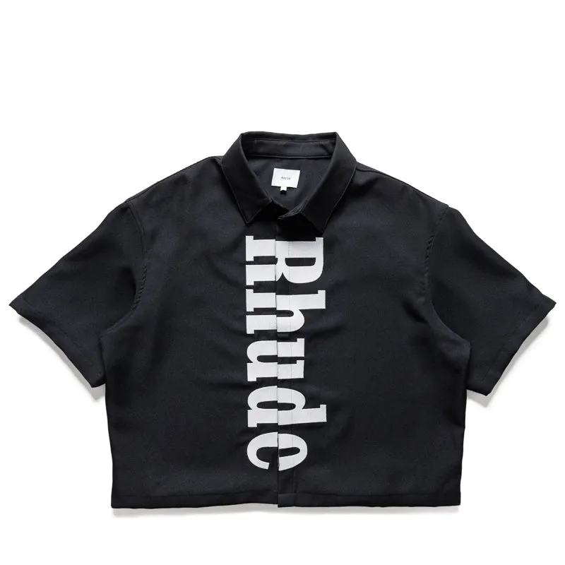 Rhude Center Logo Button Up Shirt - Black/White Fitted Silhouette Luxurious Feel