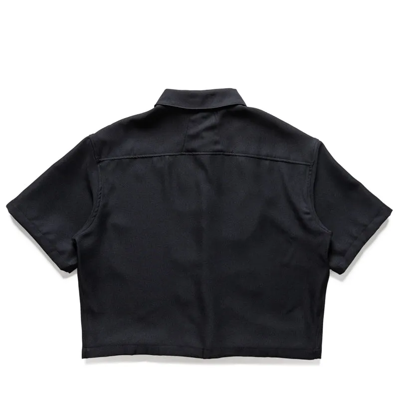 Twill Weave Rhude Center Logo Button Up Shirt - Black/White