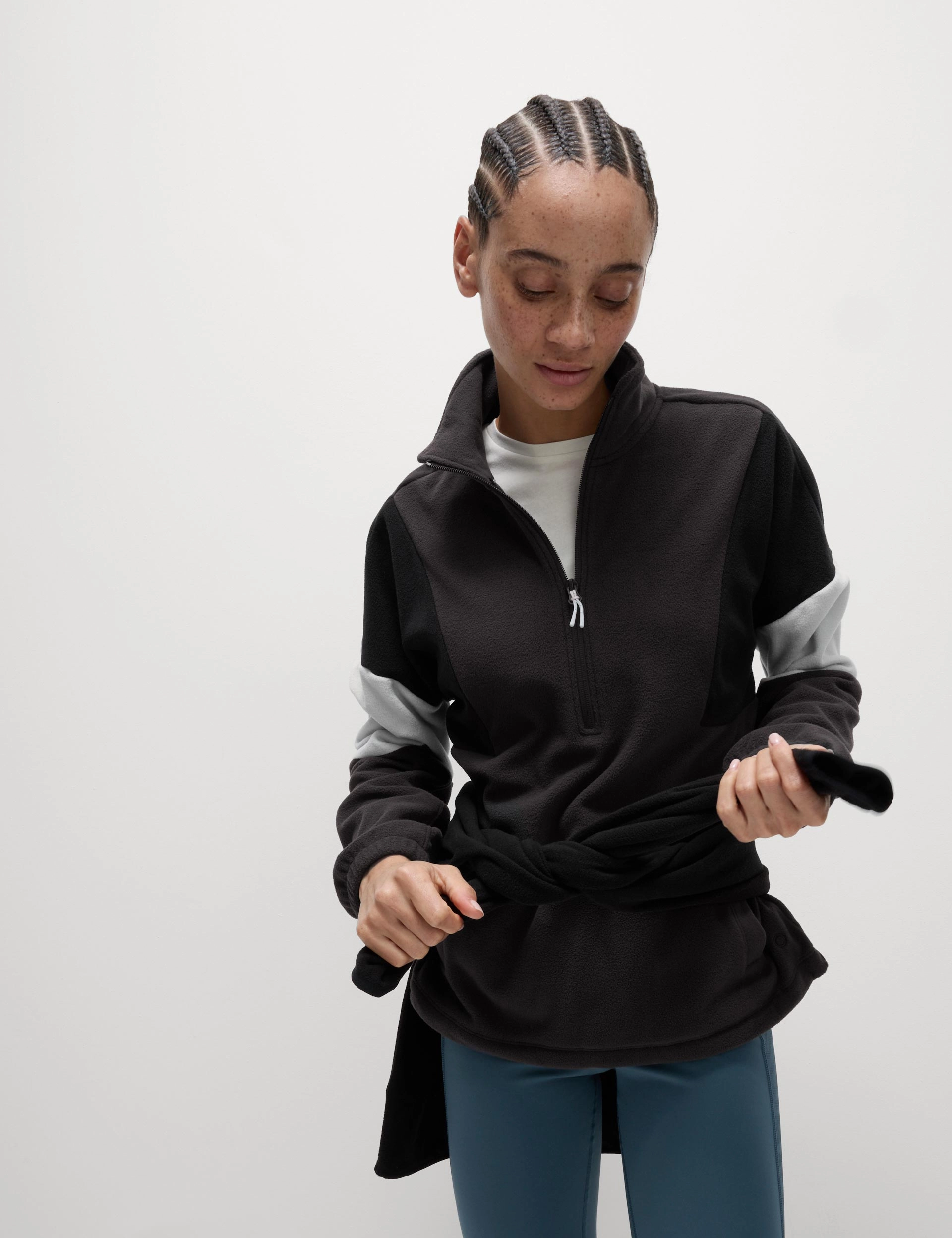 Thermal Half Zip Colour Block Fleece - Carbon Matte Finish Daily Commute Wear