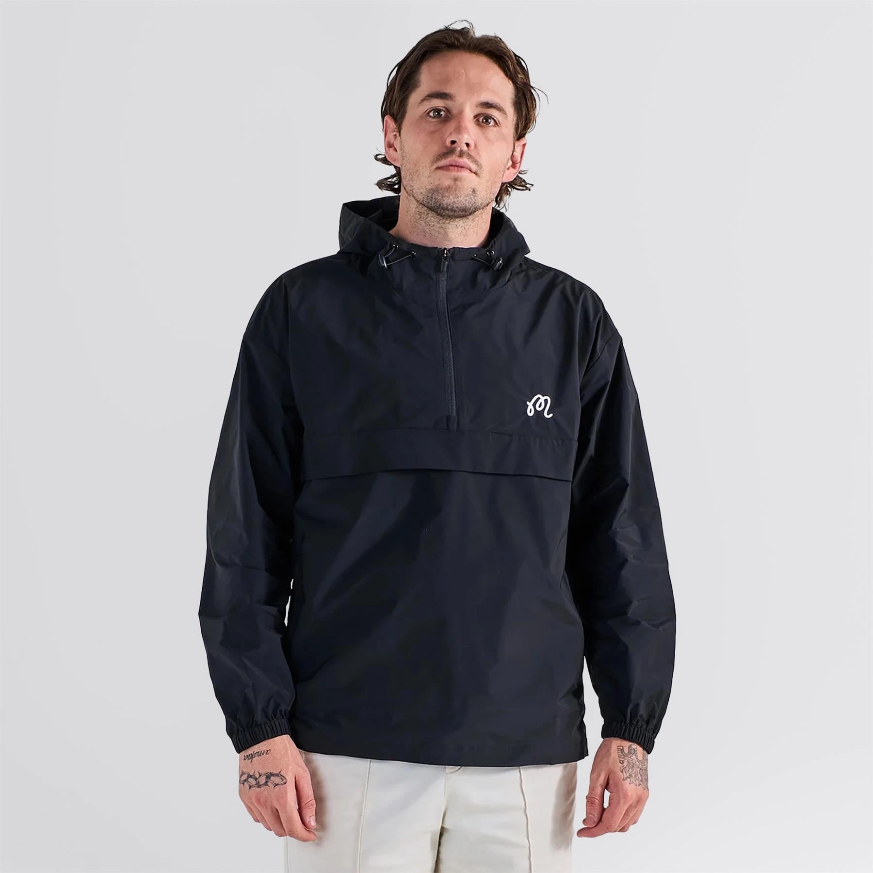 Evergreen Nylon Anorak Black Loose Fit