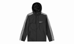 Thermal Insulation Layer MinimalistStyle 3-Stripes Windbreaker Track Top "Black / White"