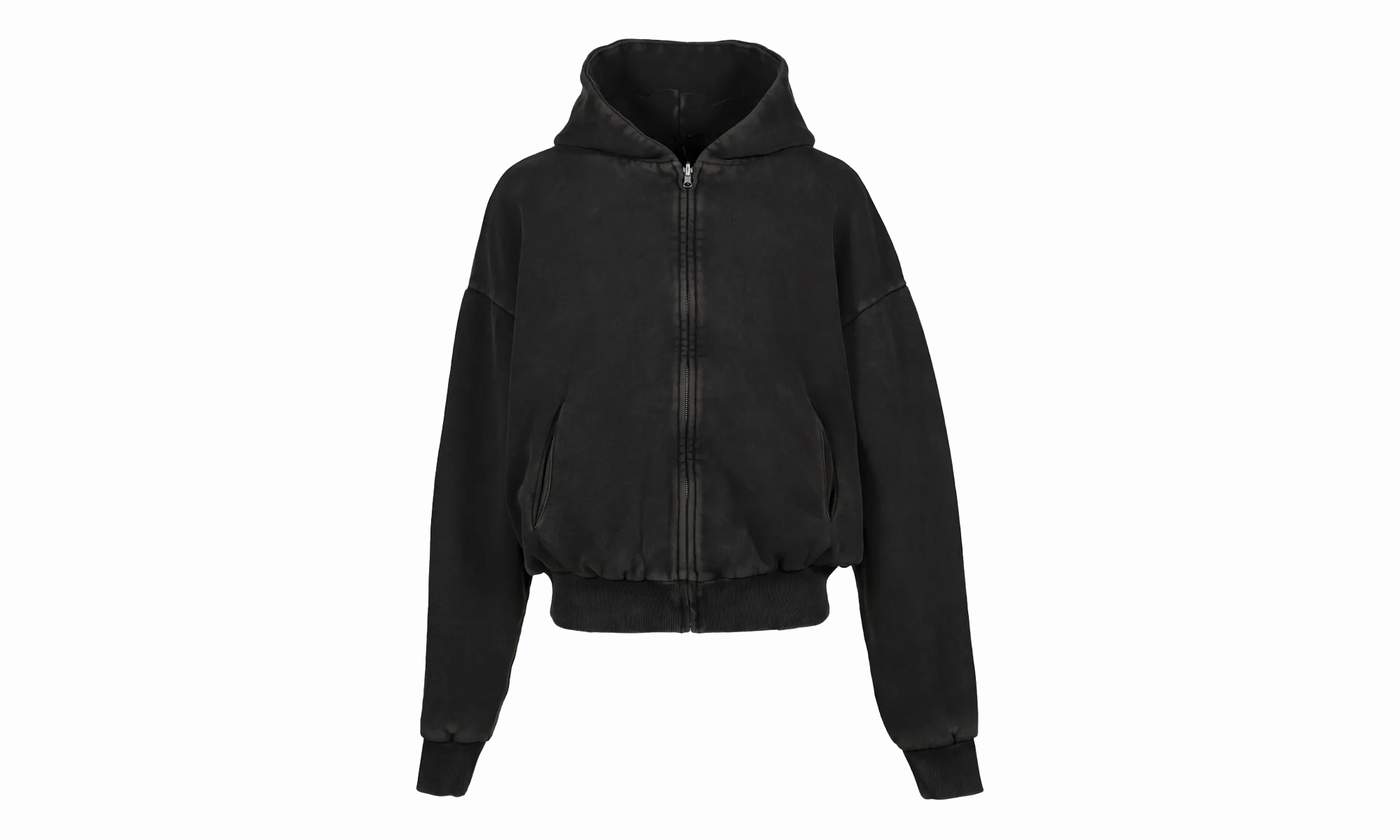 Thermal Zip Up Hoodie "Washed Black"