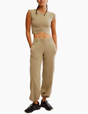 Layered Knit Construction High Waisted Design Hot Shot Crossover Set - Sage Stone