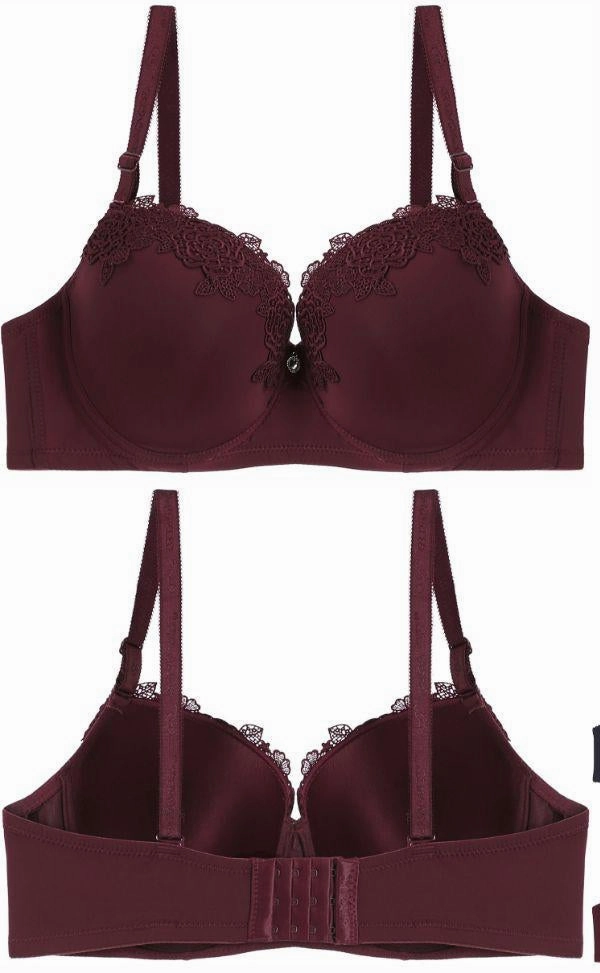 Thin Cup Lace Trim Bra Adjustable hook Bright