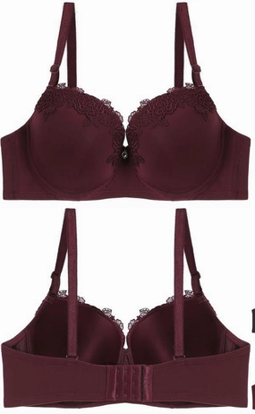 Thin Cup Lace Trim Bra Adjustable hook Bright
