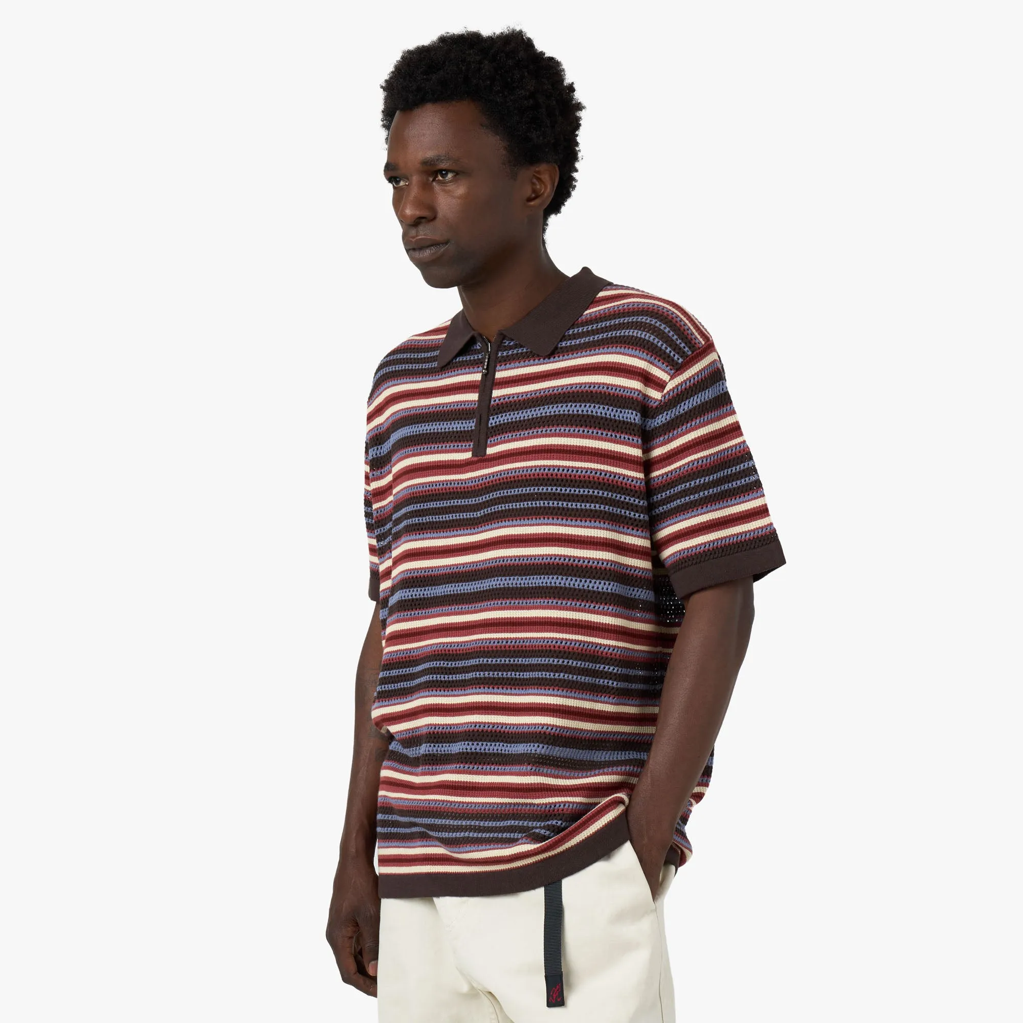Travel Essential Comfortable Fabric thisisneverthat Striped Knit Polo Red