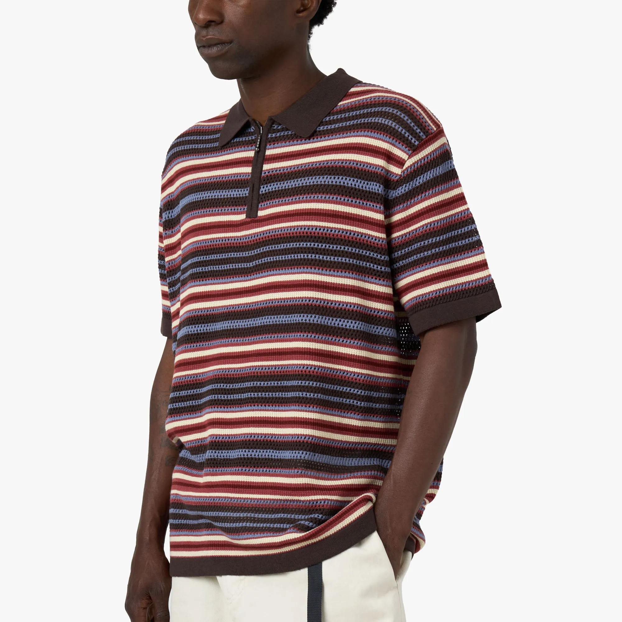 Stylish Detail thisisneverthat Striped Knit Polo Red