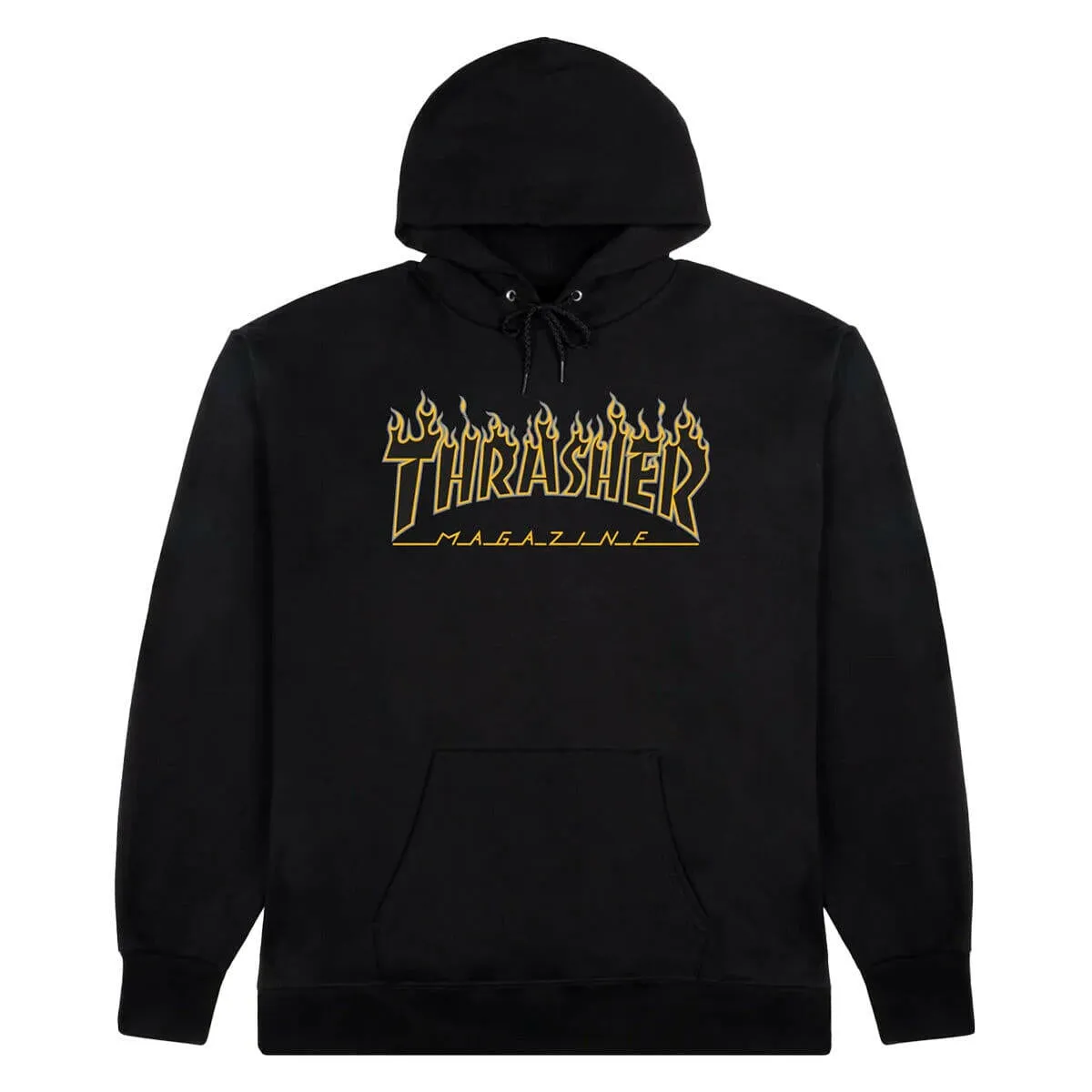 Heat Reflective Coating Thrasher - Flame Hoodie Black/Yellow