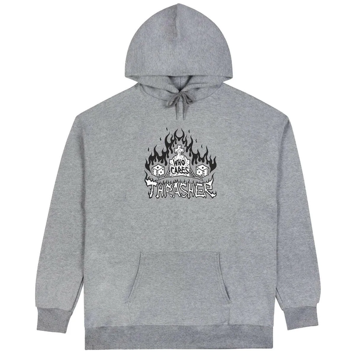Thrasher - Who Cares by Neckface Hoodie Sport Grey Easy Care