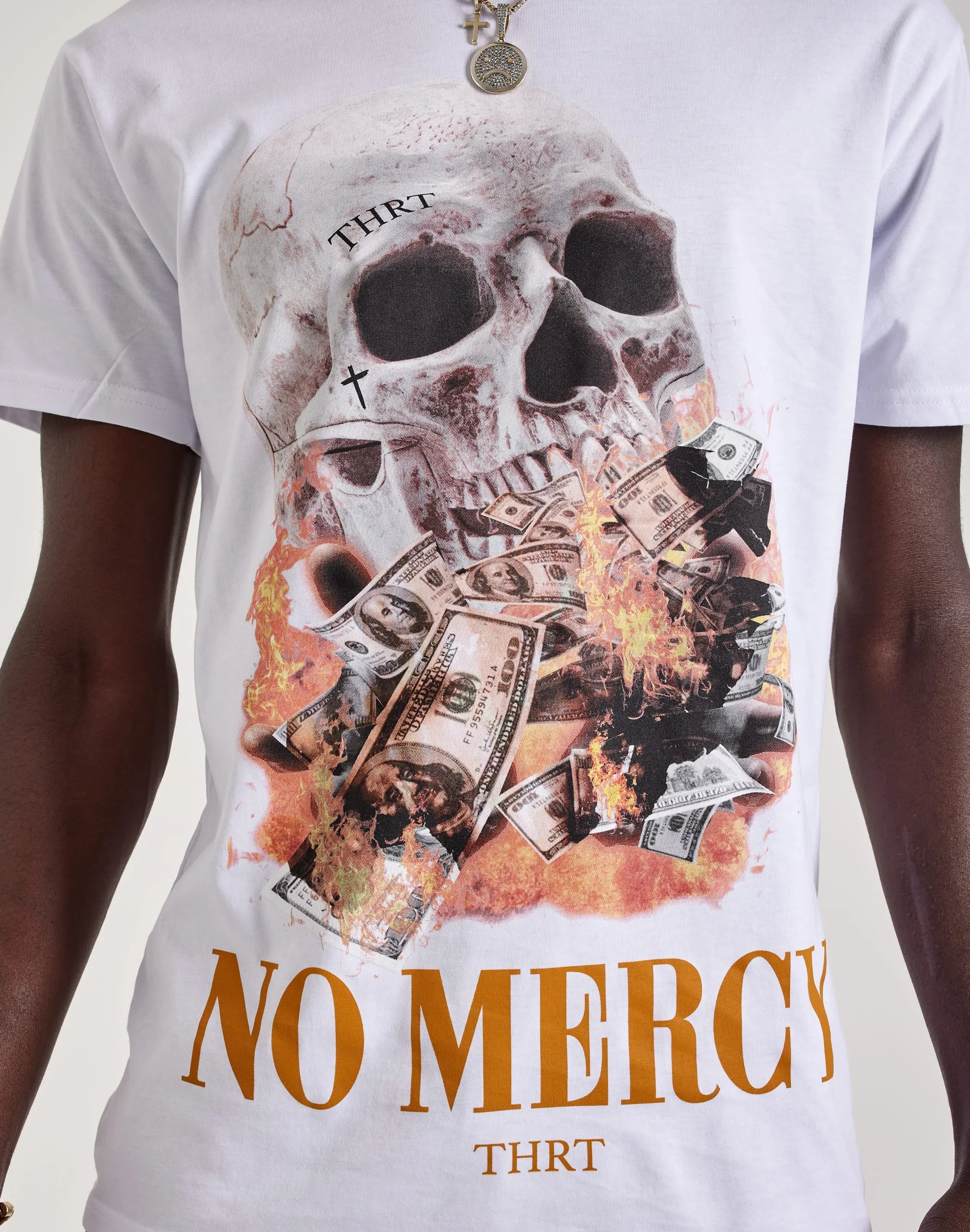 THRT No Mercy Skull Tee Morning Walk Web Glow