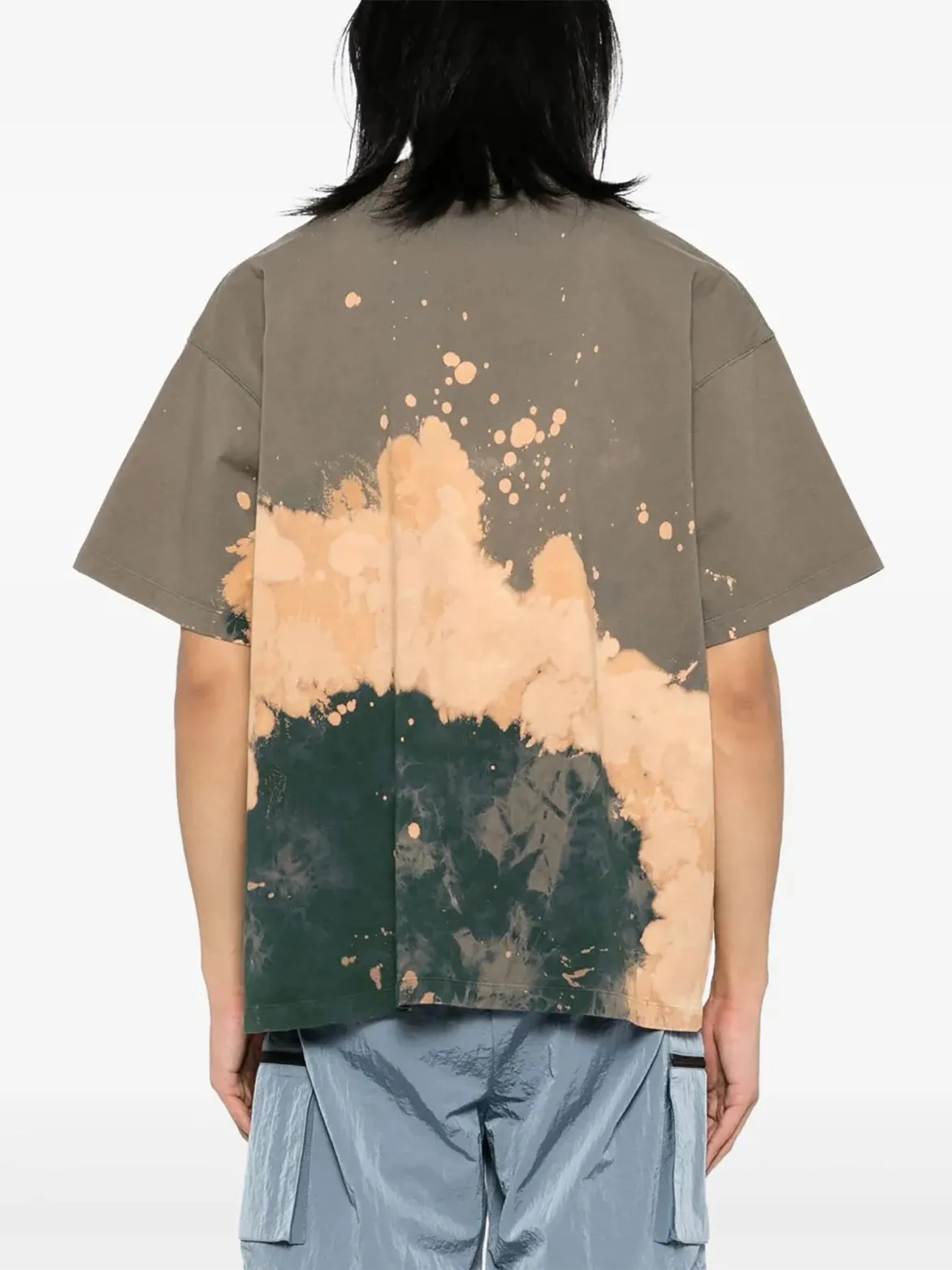 TIE DYE COLLEGE RELAXED FIT TEE - OLIVE GREEN Soft Core