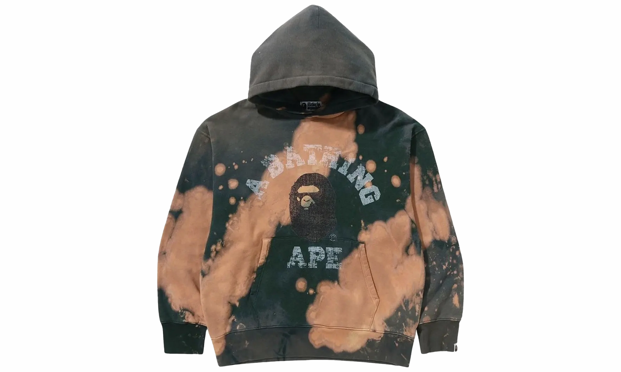Tie Dye College Relaxed Fit Pullover Hoodie "Beige"