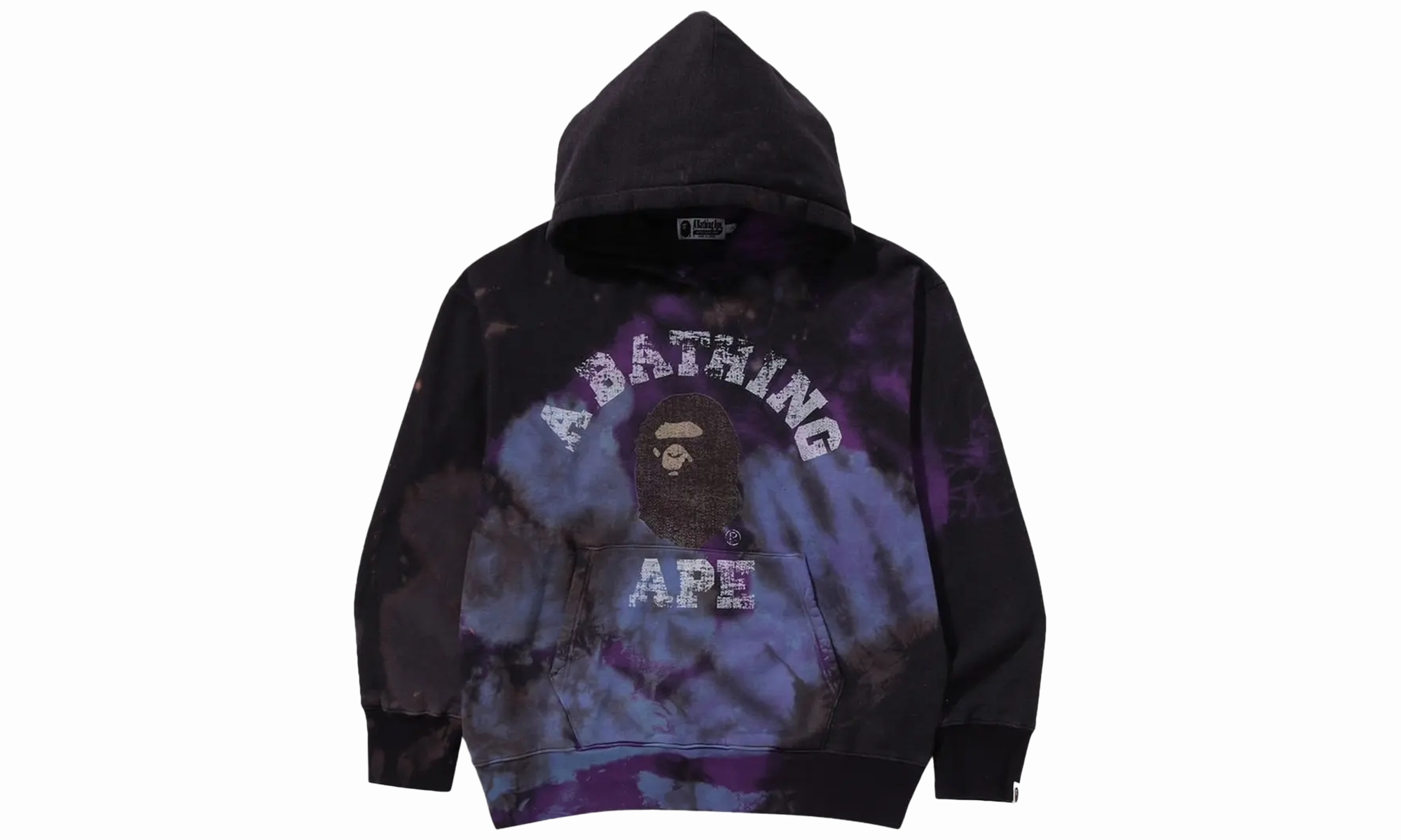 Tie Dye College Relaxed Fit Pullover Hoodie "Black"