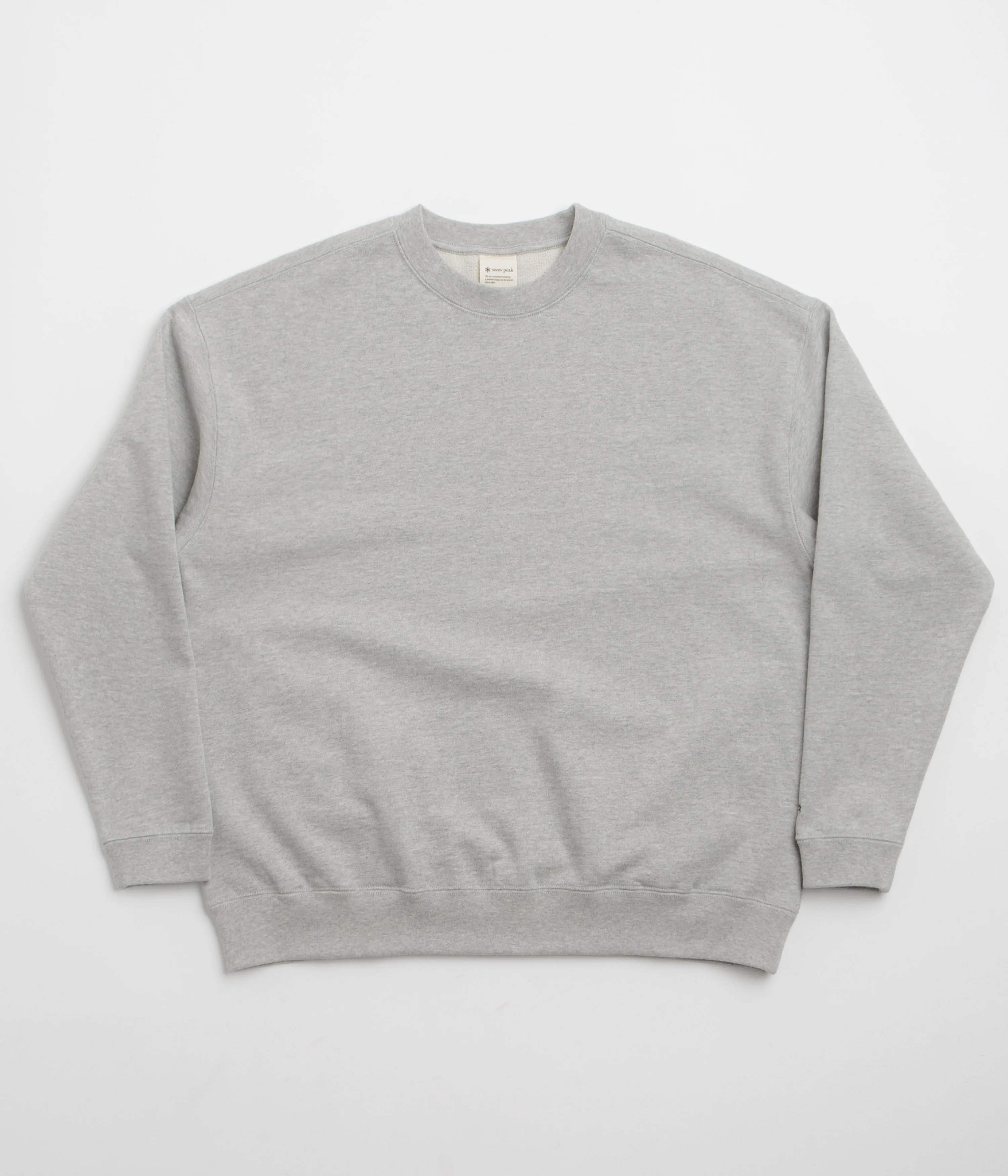 Snow Peak Recycled Cotton Crewneck Sweatshirt - Mid Grey Wrinkle Resistant Essential Layer