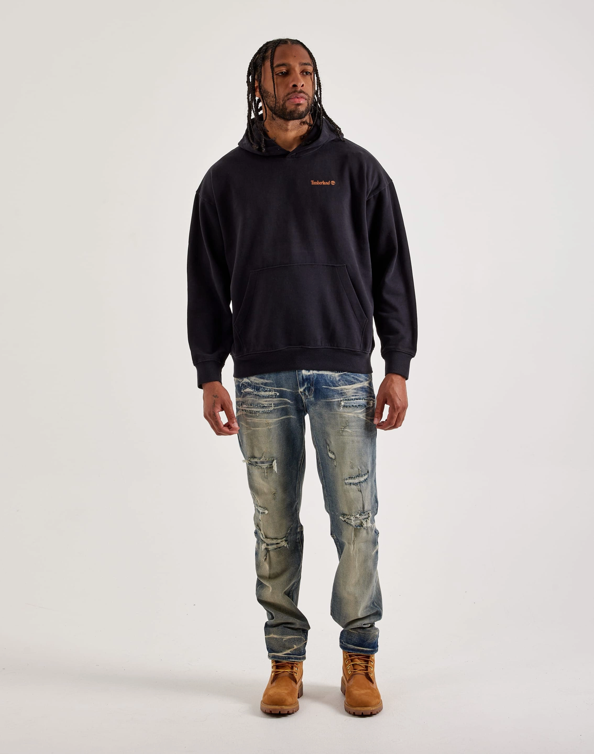 Layered Paneling Timberland Footprint Fleece Hoodie