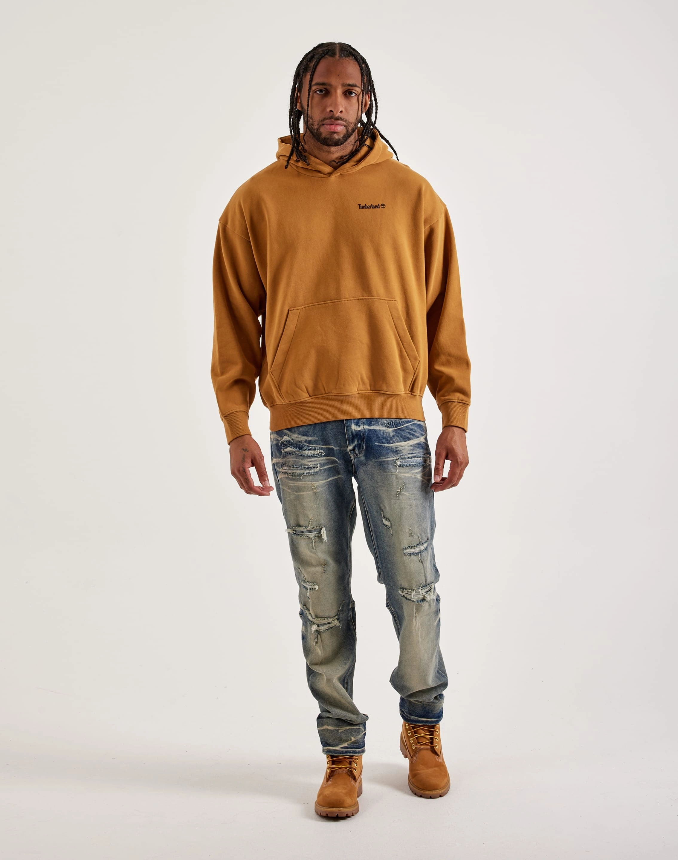 AntiPillFinish ShockAbsorbent Padding Timberland Footprint Fleece Pullover Hoodie