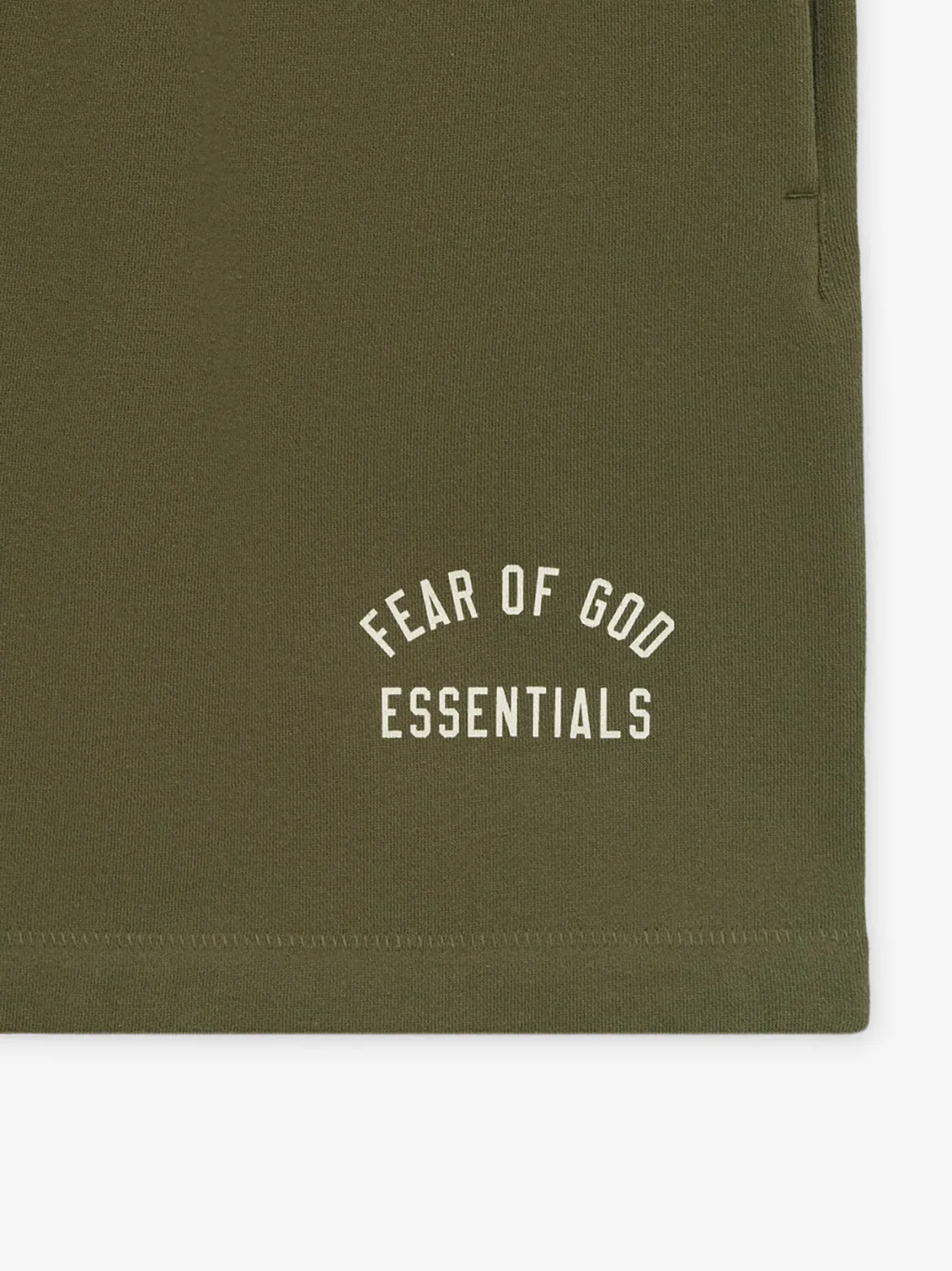 ESSENTIALS FLEECE SOCCER SHORT - MILITARY Reinforced Stress Points