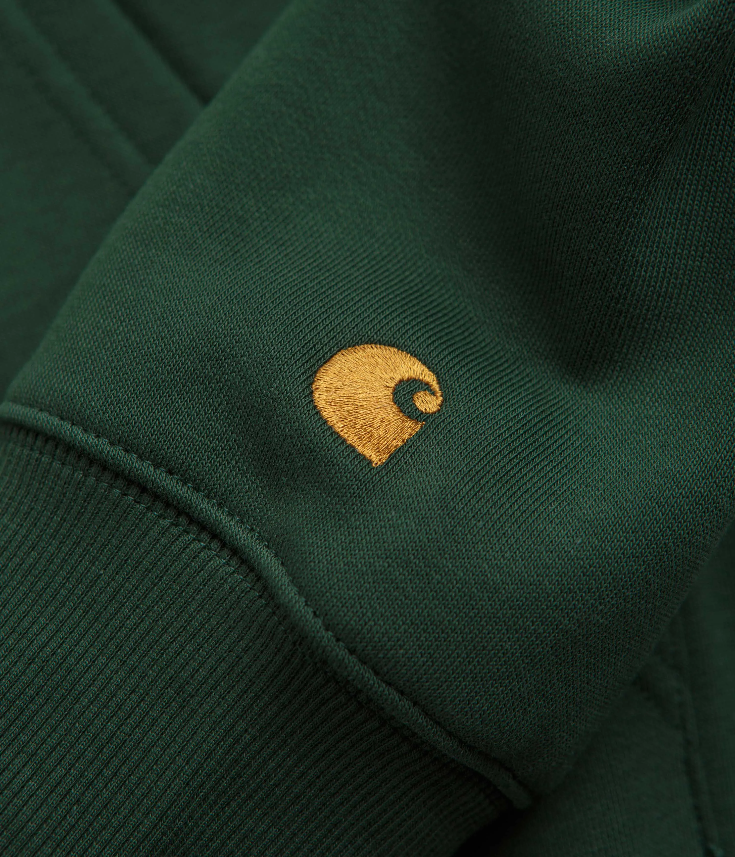 Timeless Relaxed Carhartt Chase Zip Neck Sweatshirt - Sycamore Tree / Gold