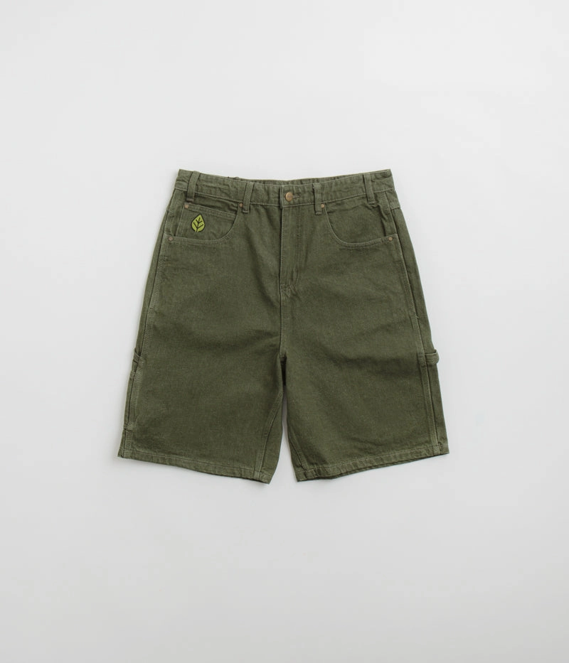 Dance wear Laser Cut Edges Butter Goods Weathergear Denim Shorts - Faded Army