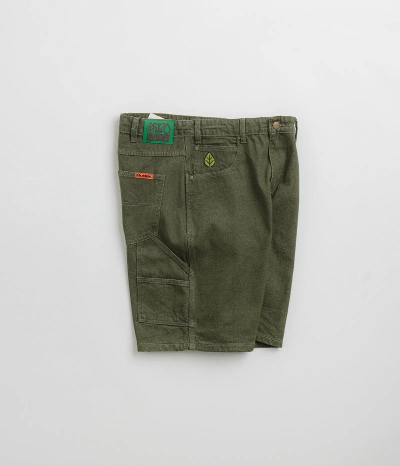 Butter Goods Weathergear Denim Shorts - Faded Army Running Shorts Free Size Adjuster