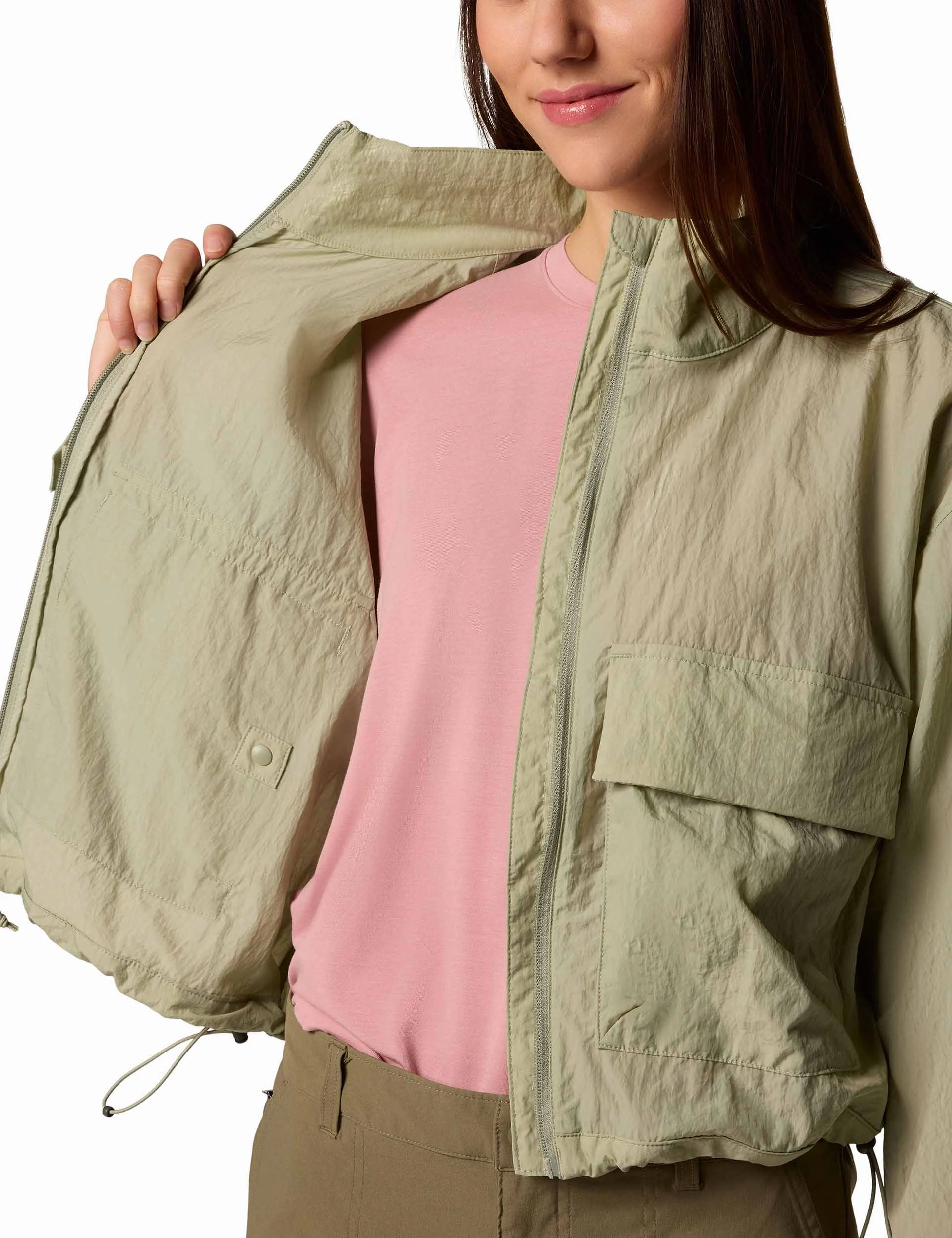 Paracutie Cropped Cargo Windbreaker - Safari Roll Up Storage Design Waterproof Zipper