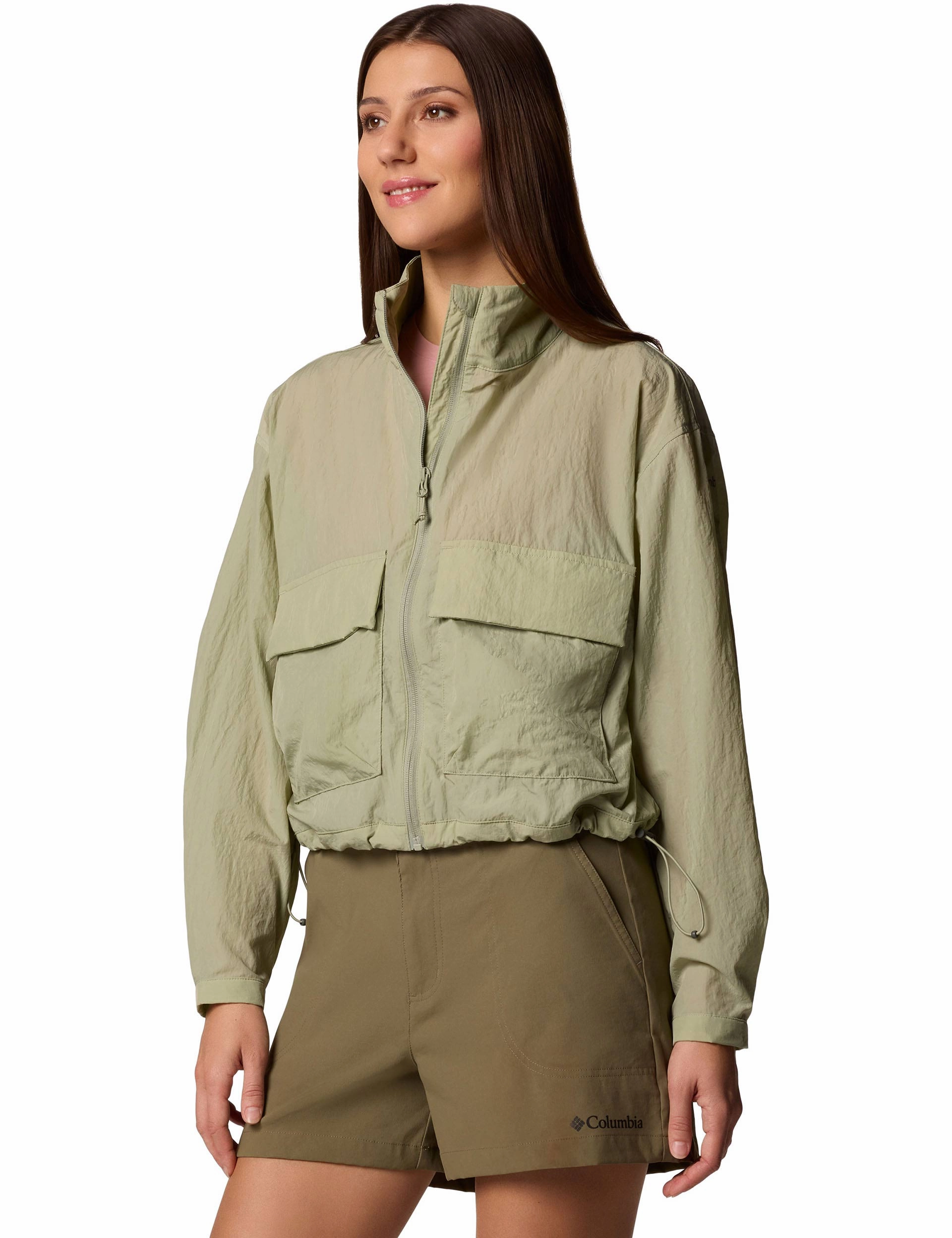 Down Stuffed Eco Friendly Coatings Paracutie Cropped Cargo Windbreaker - Safari