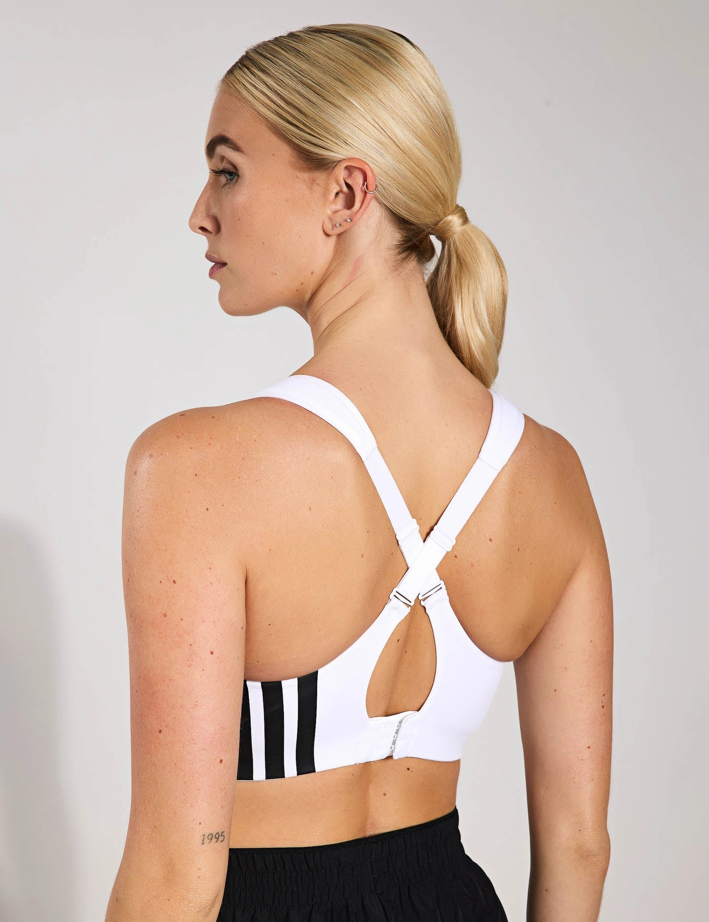TLRD Impact Training High Support Bra - White racerback Drawstring closure seams